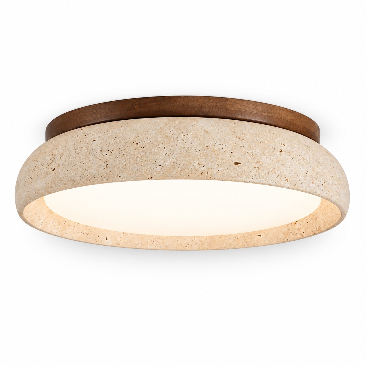 Archie Faux Travertine Round LED Flush Mount Ceiling Light