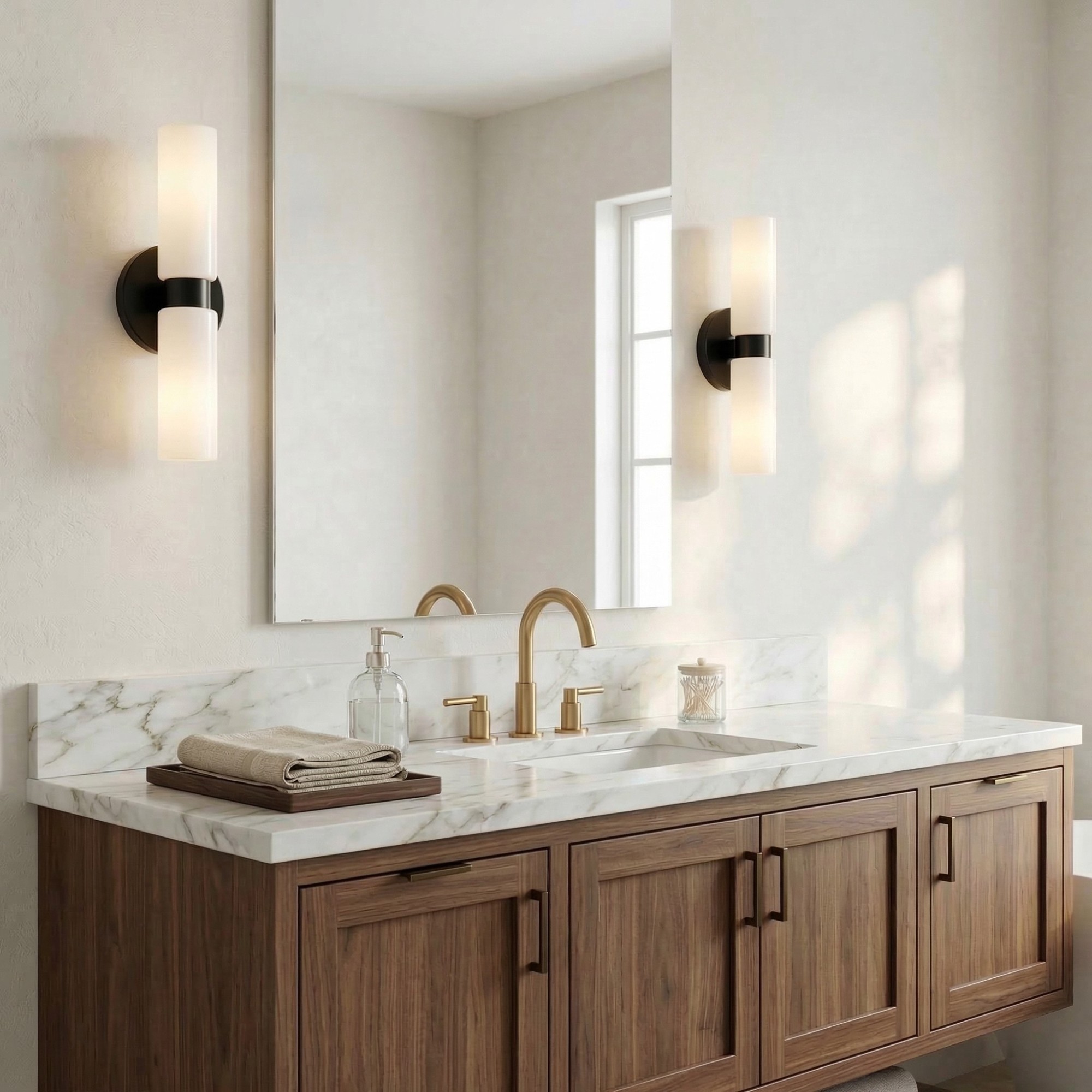 Sinclair Minimalist Glass Double Short Wall Light