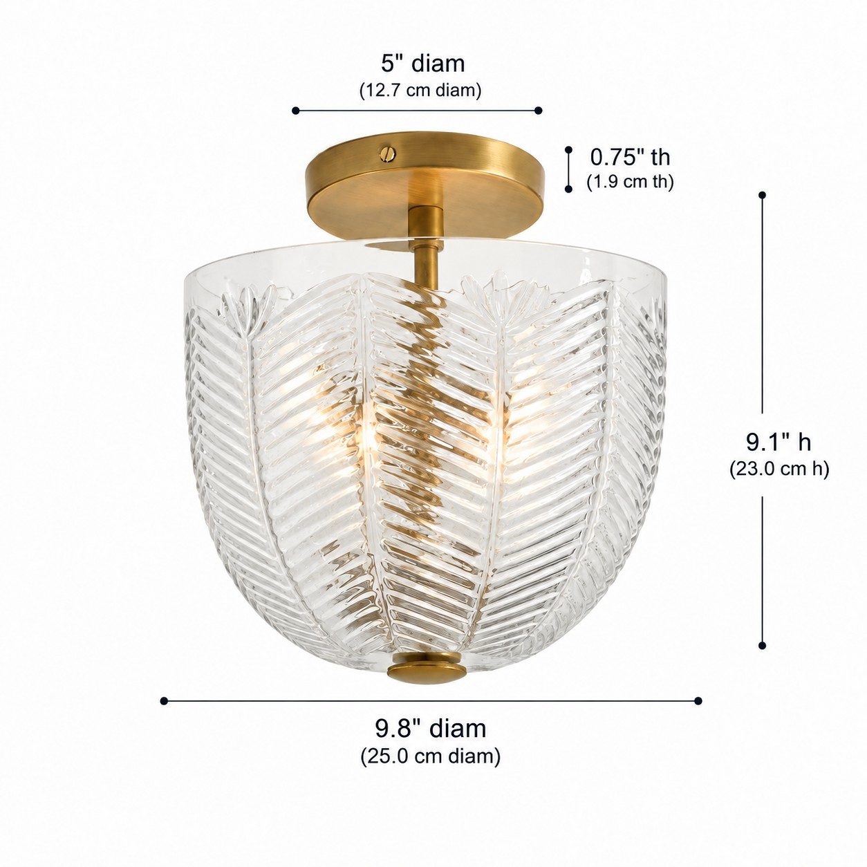 Danica Mid-century  Glass Leaf Round Flush Mount Ceiling Light
