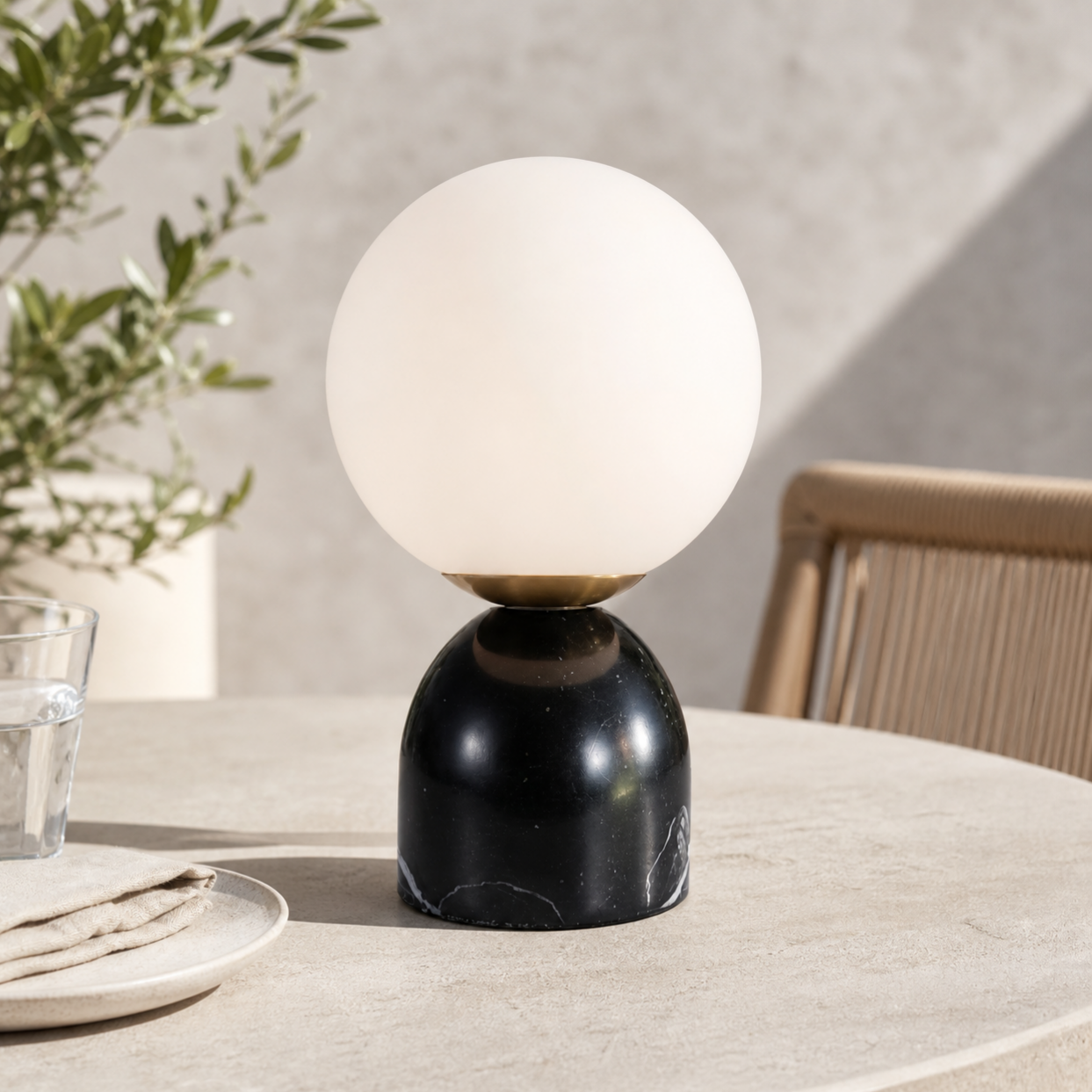 Aalia Nordic Small Marble Glass Orb Table Lamp