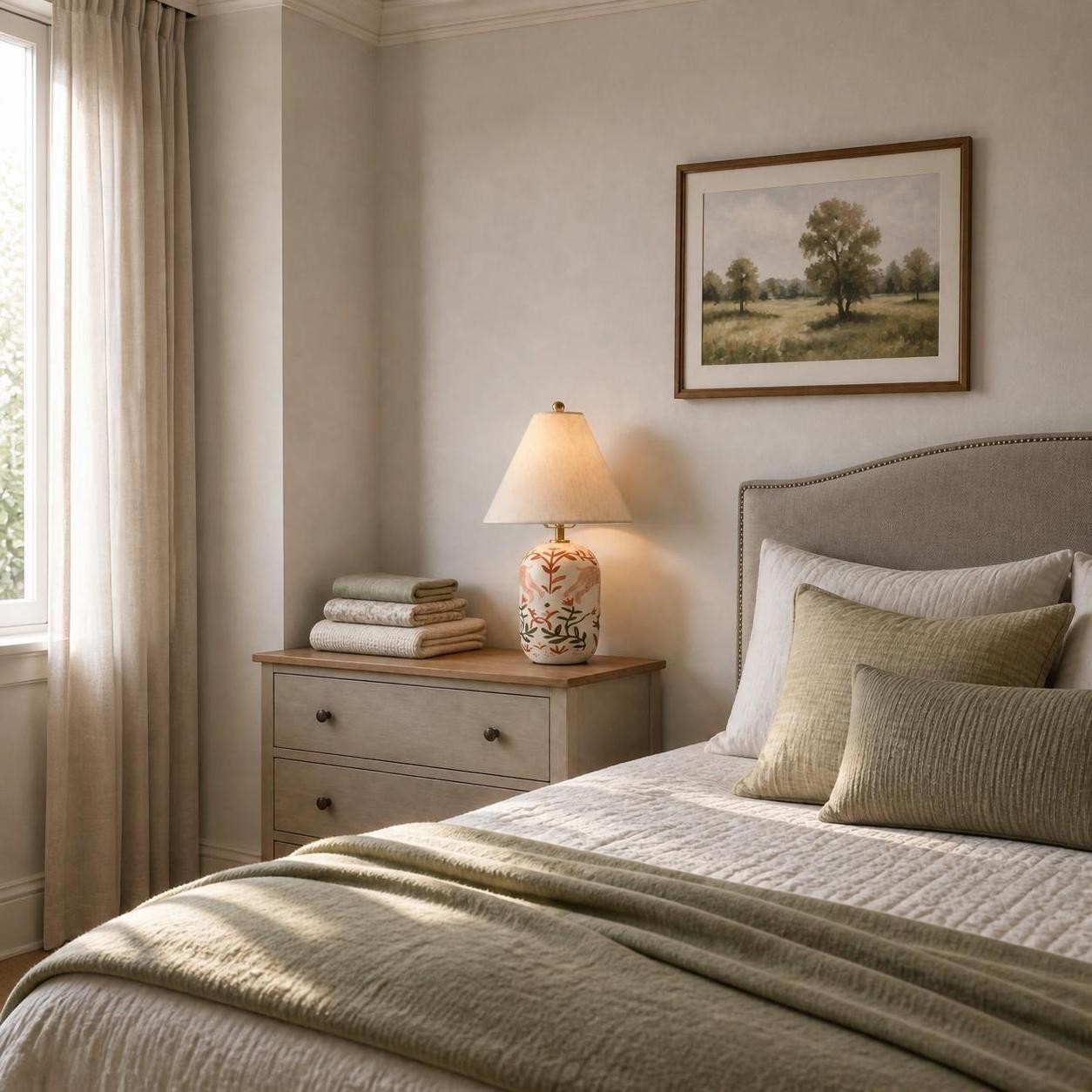 Thalira Vintage Ceramic Linen Table Lamp