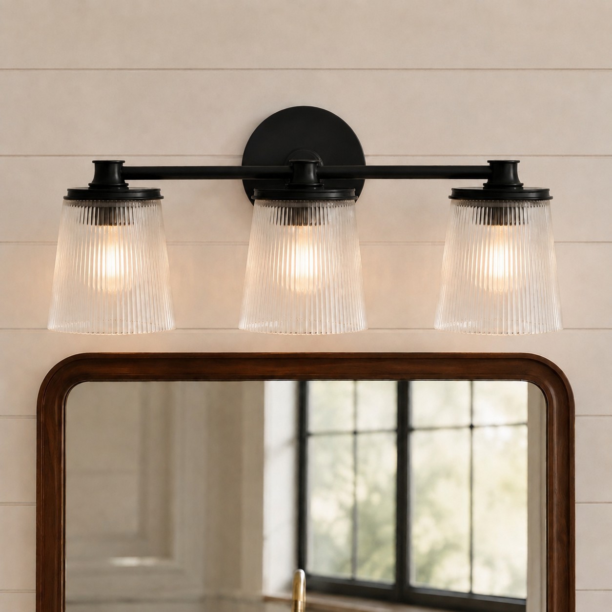 Margot Farmhouse Ribbed Glass 1/2/3 Lights Vanity Wall Sconce