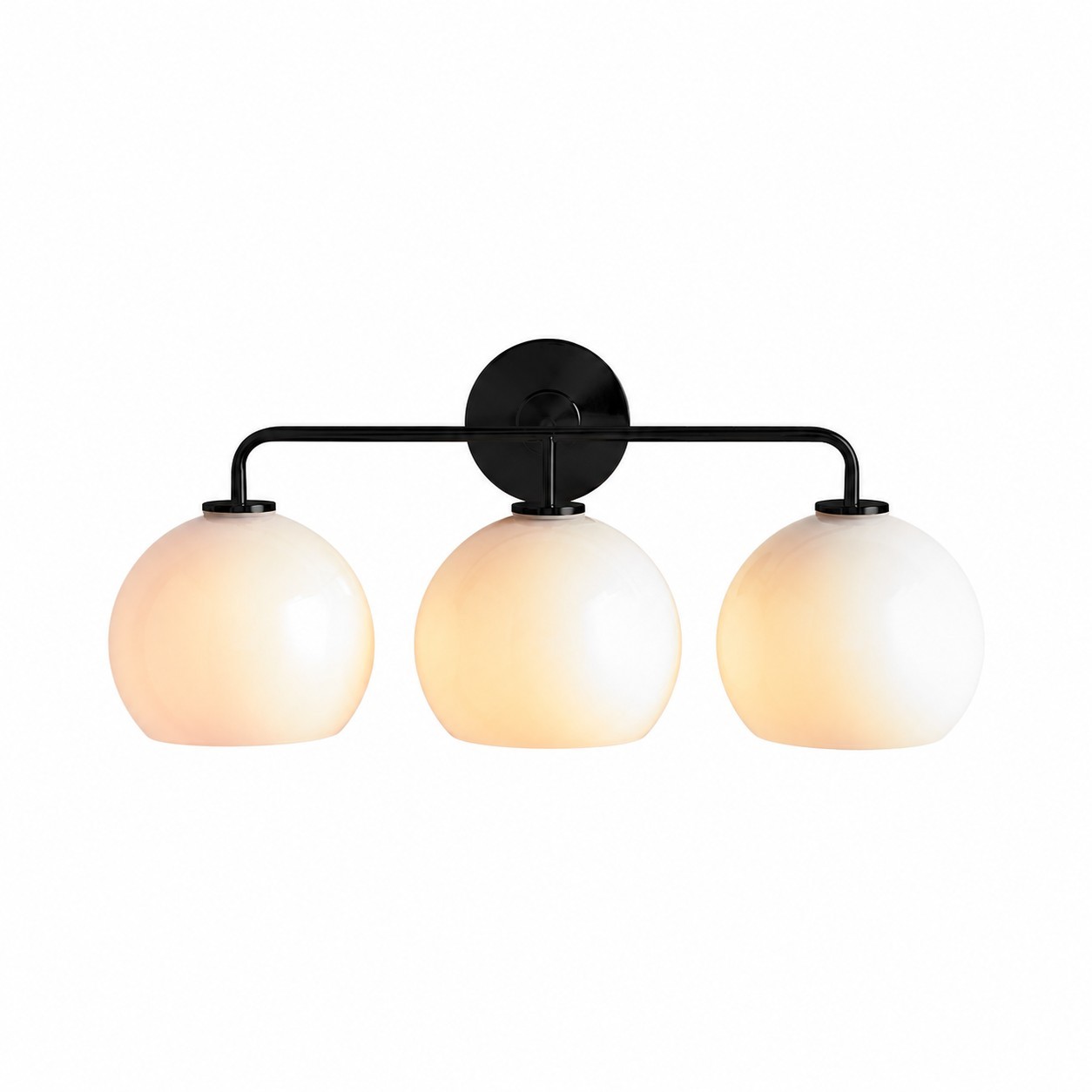 Konig Minimalist 3-Light Round Shade Brass Glass Wall Light