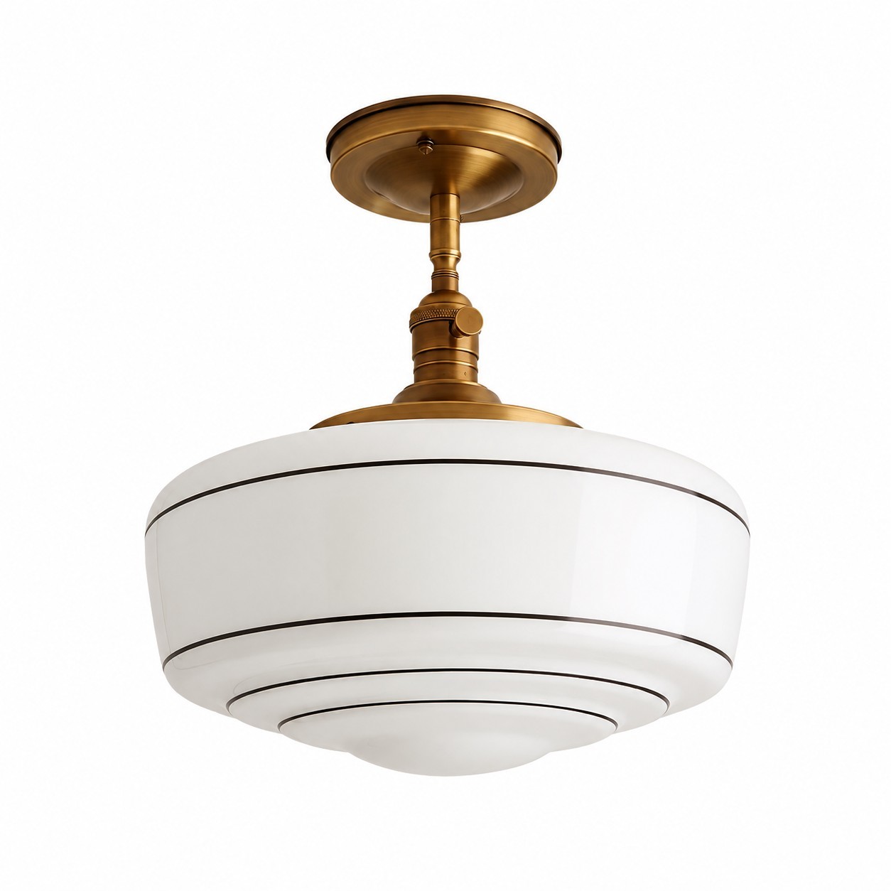 Quinlix Mid-Century Modern Milk Striped Glass Ceiling Lamp