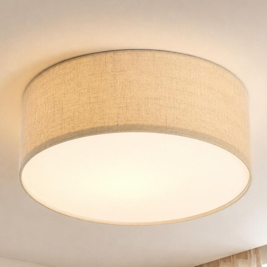 Toren Modern Linen Fabric Drum Flush Mount Ceiling Light