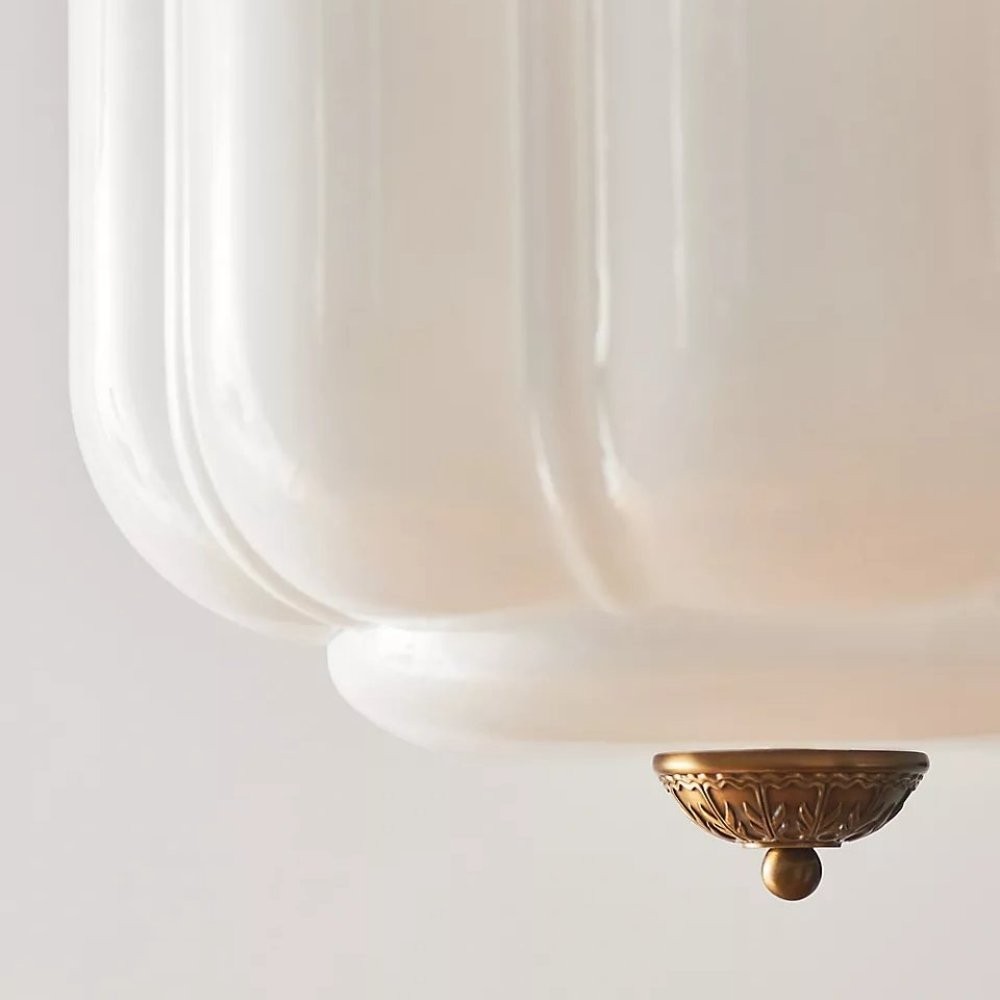 Cyrilith Vintage Milk Glass Oiled Brass Eloise Pendant light