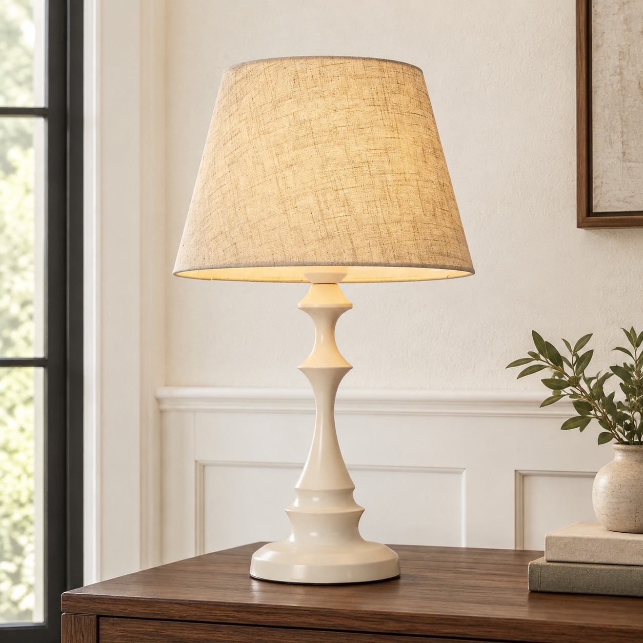 Issac Classic Linen Empire Iron Body Table Lamp