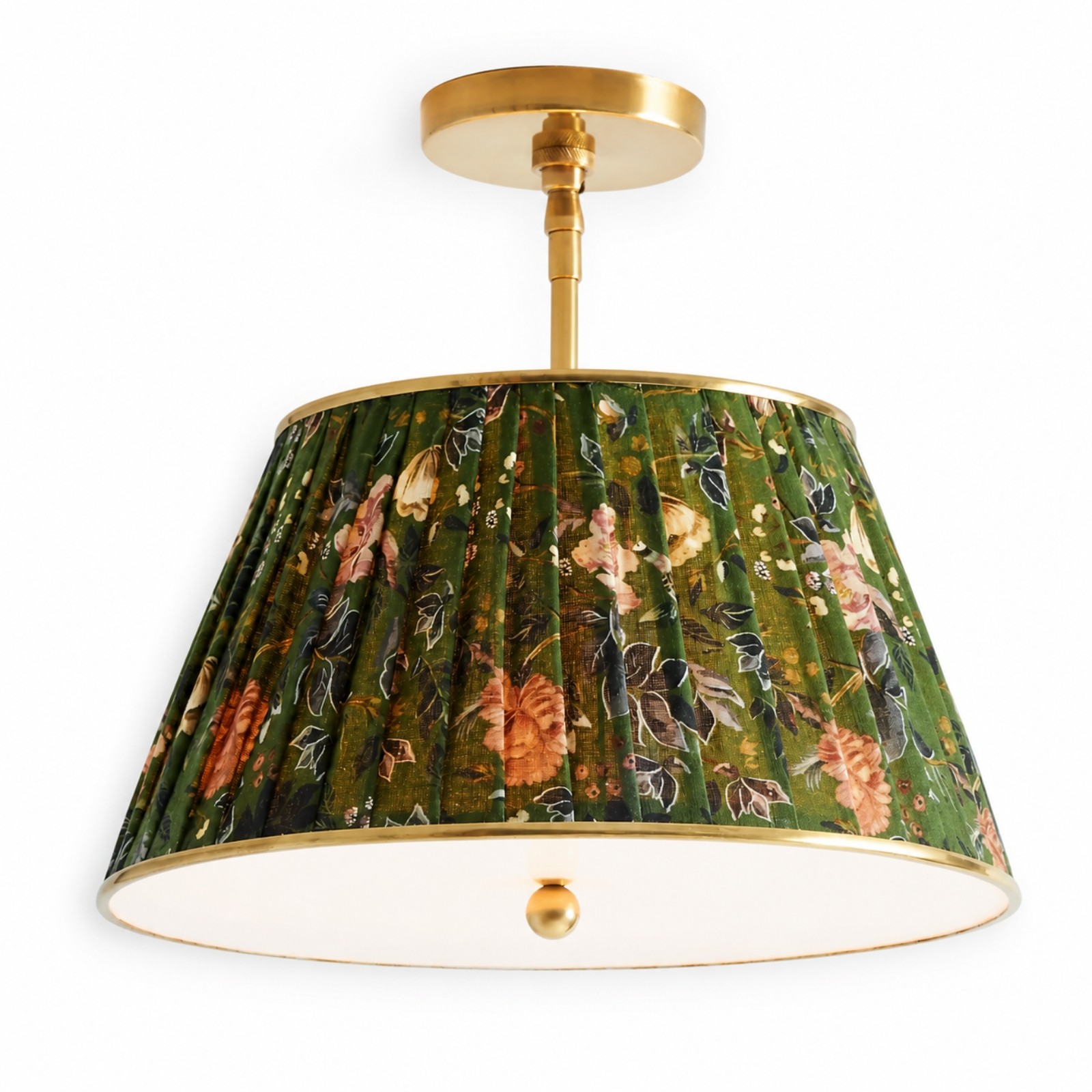 Celestine French Country Pleated Fabric Semi-Flush Ceiling Light
