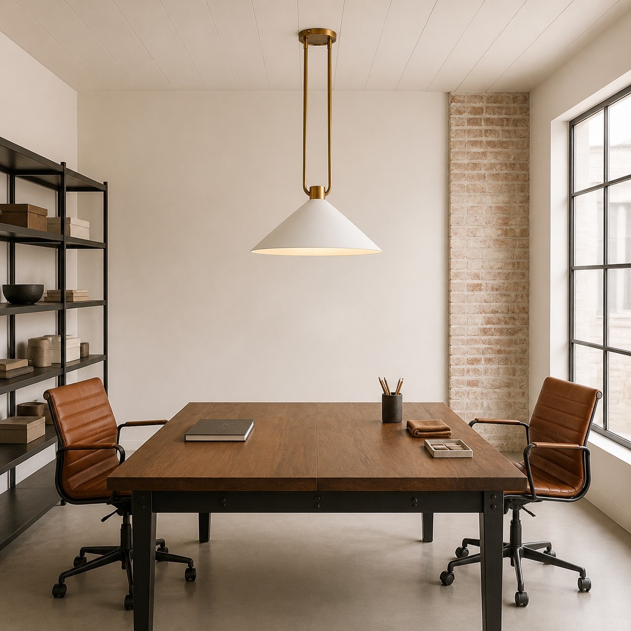 Serenoa Retro Double-Rod Metal Cone Pendant Light