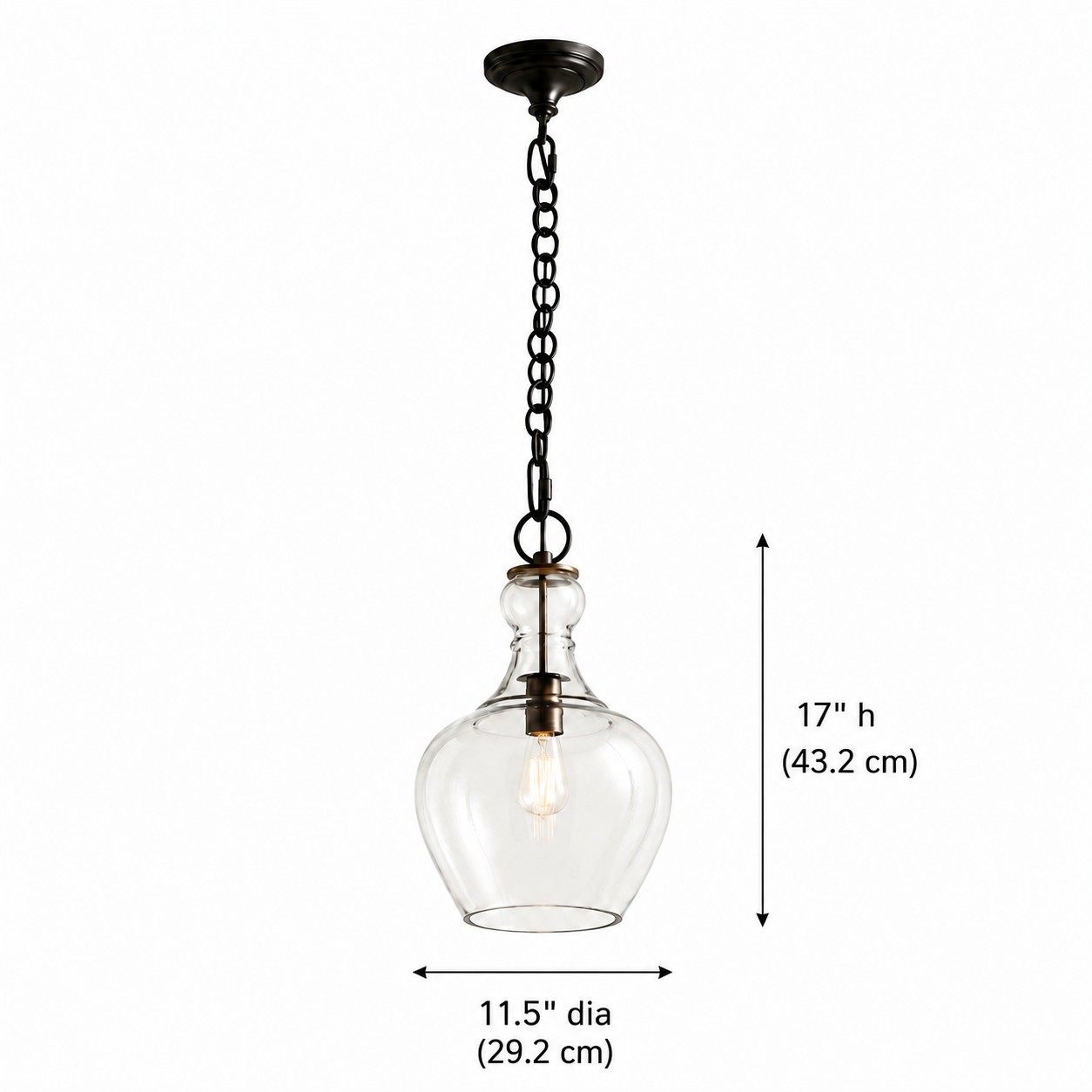 Yates Industrial Clear Glass Pendant Light