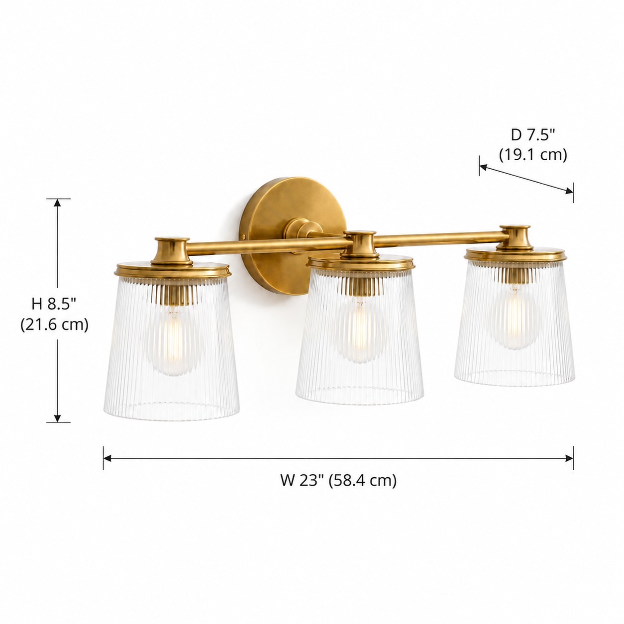Margot Farmhouse Ribbed Glass 1/2/3 Lights Vanity Wall Sconce