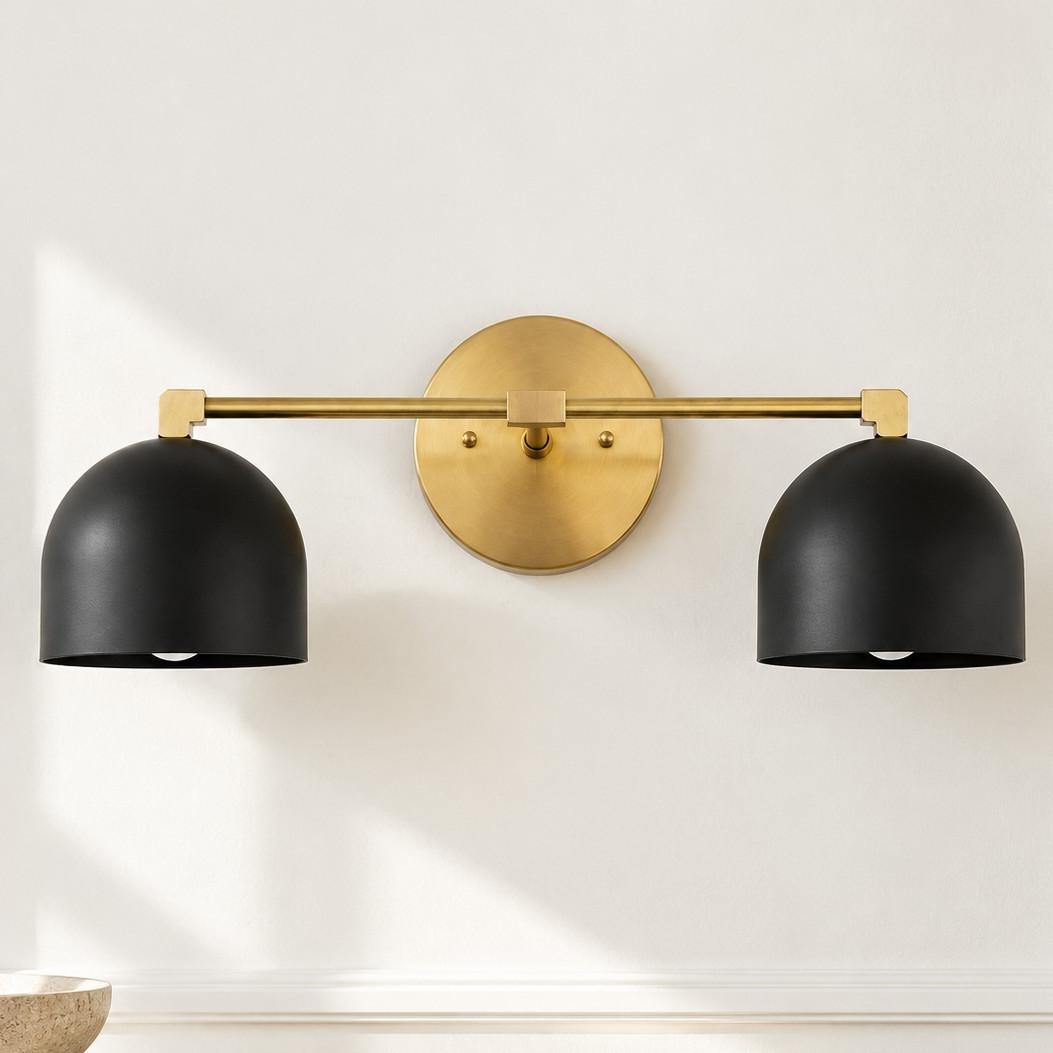 Astair Nordic Metal Deep Dome Vanity Wall Sconce in Rustic Brass