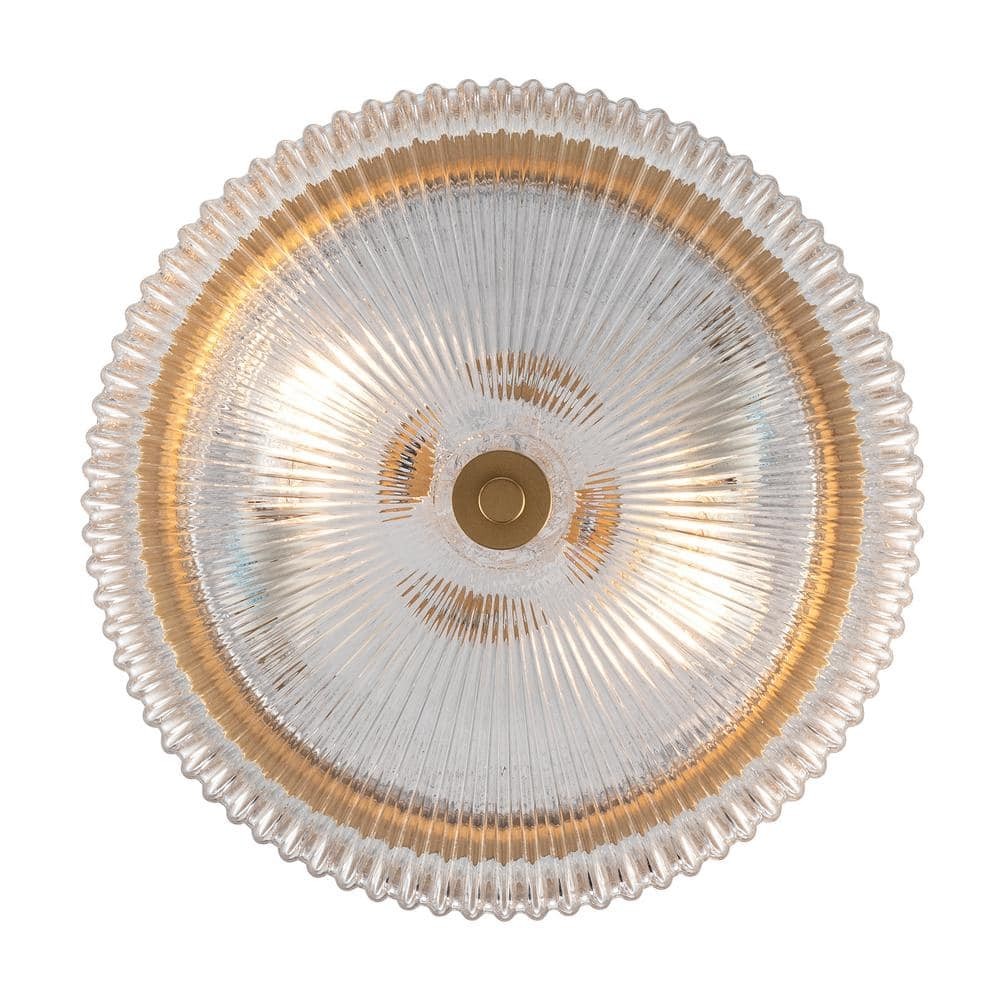Pax Farmhouse Ribbed Glass Round Flush Mount Ceiling Light