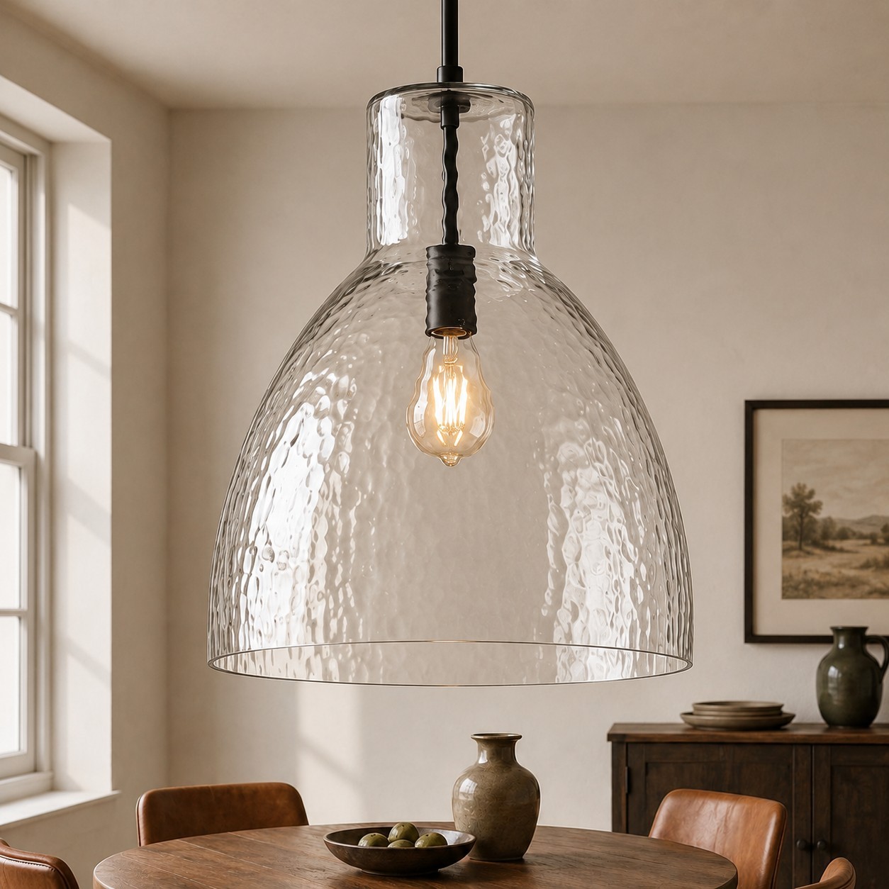 Keen Farmhouse Glass Dome Pendant Light