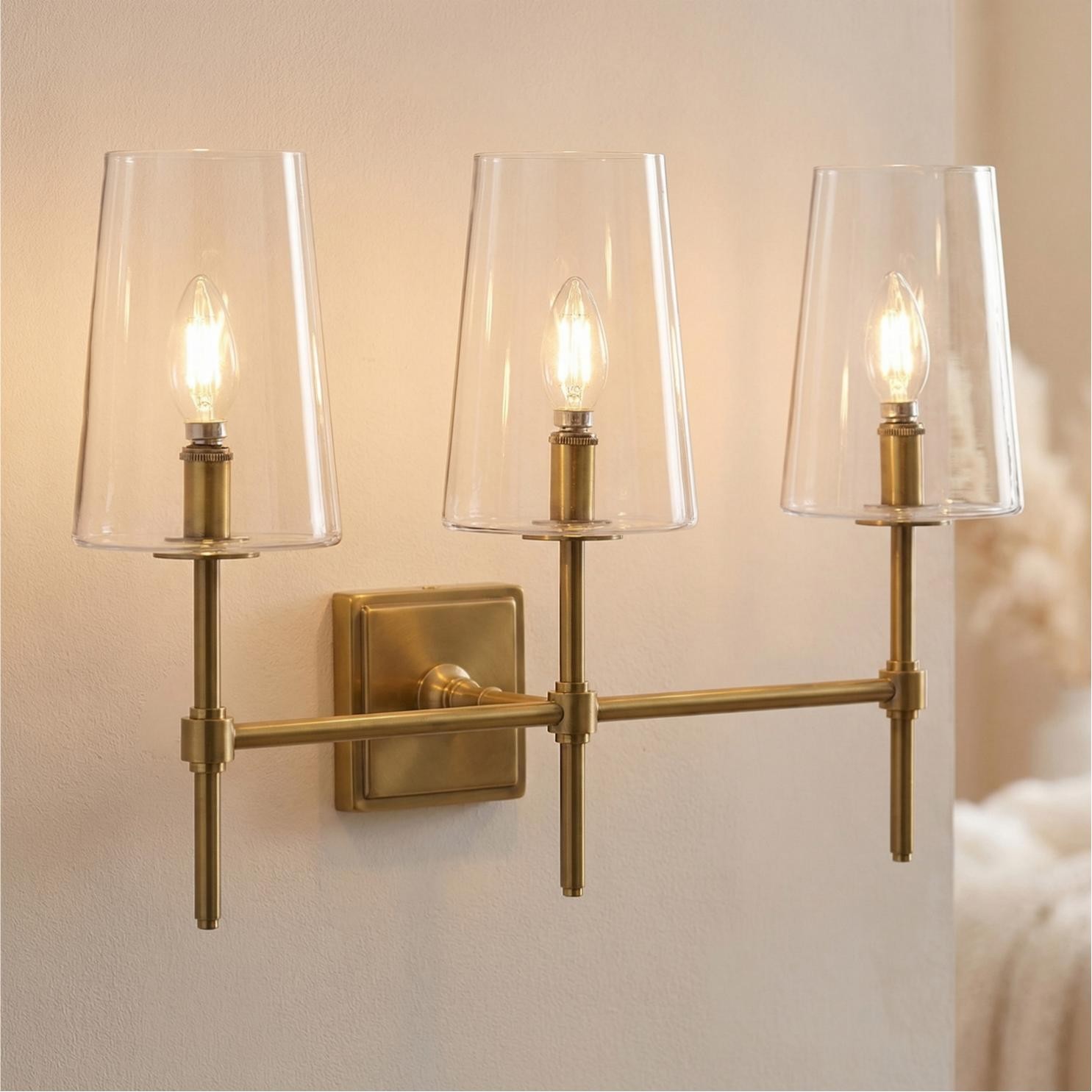 Murano Farmhouse Clear Glass Vanity Wall Sconce