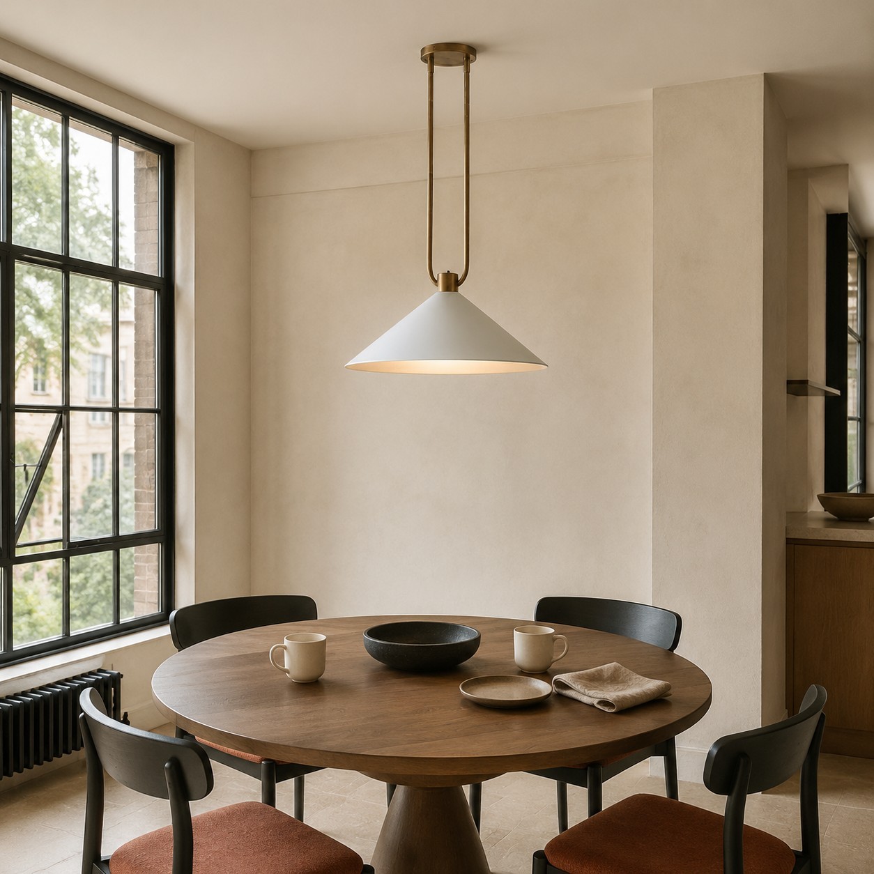 Serenoa Retro Double-Rod Metal Cone Pendant Light