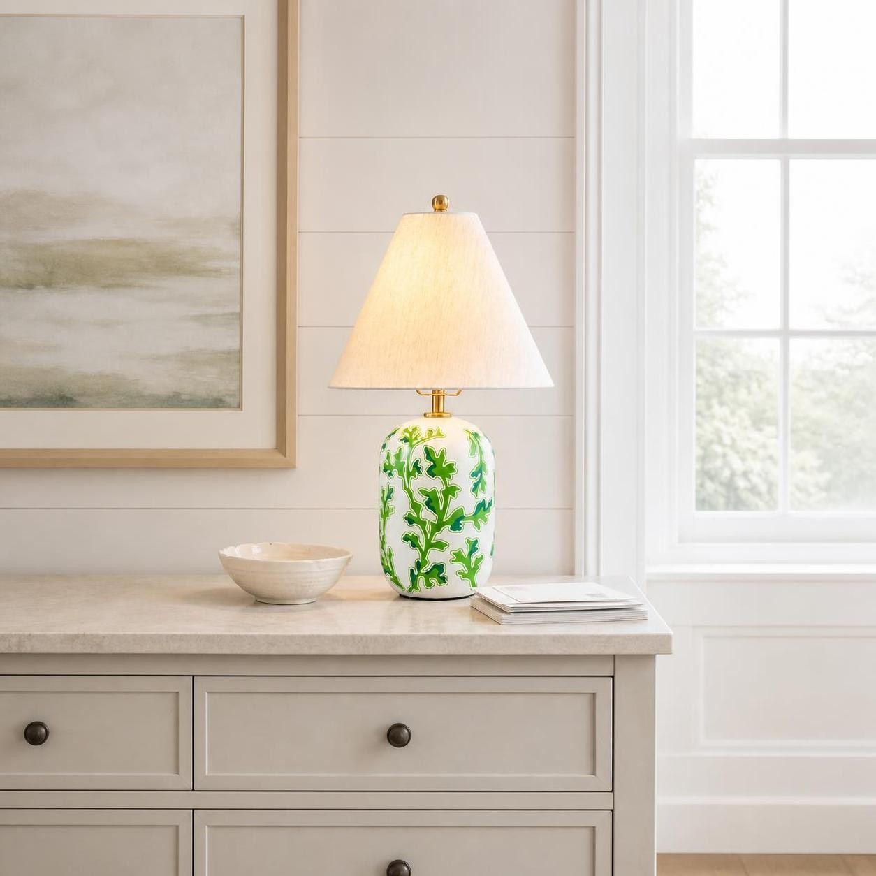 Thalira Vintage Ceramic Linen Table Lamp