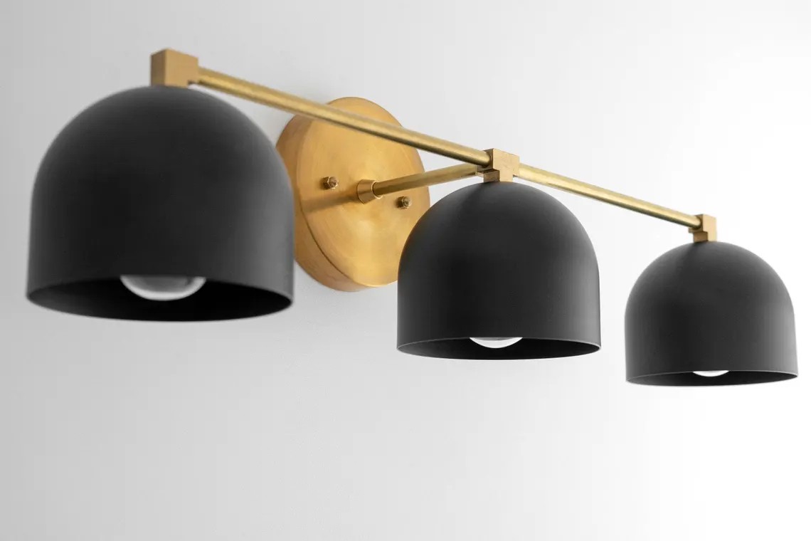 Astair Nordic Metal Deep Dome Vanity Wall Sconce in Rustic Brass