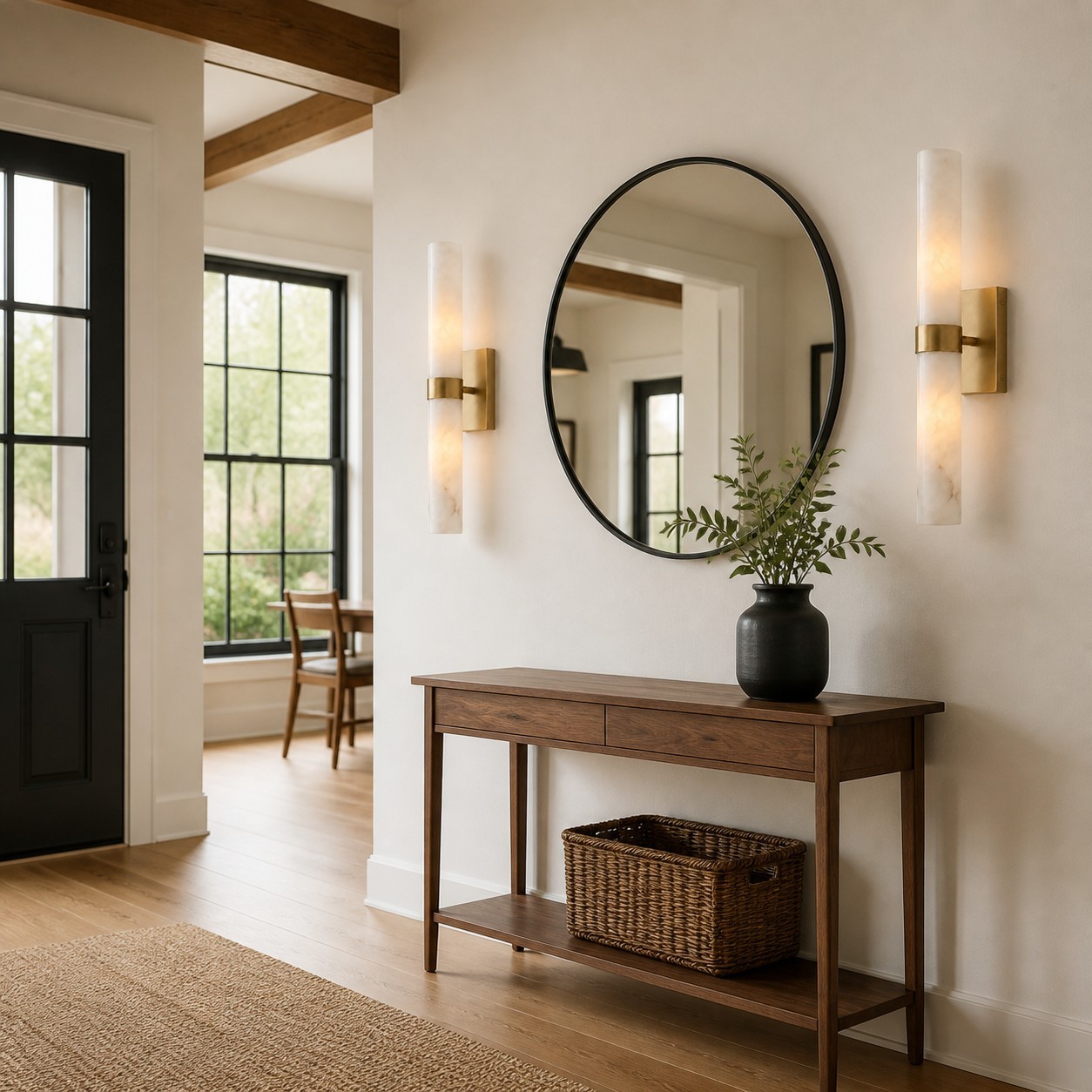 Tobias Modern Vertical Alabaster Tube Wall Sconce