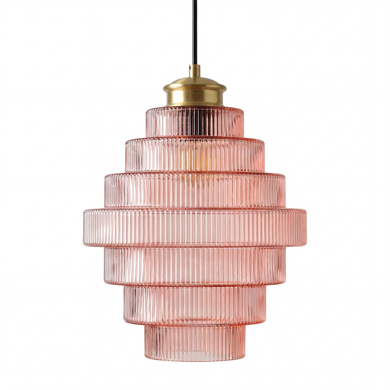Kaelyn Bottle Shade Stained Striped Glass Pendant Light