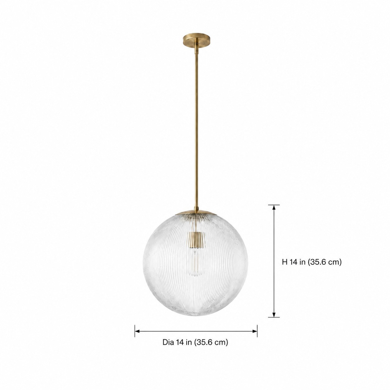 Alain Farmhouse Cooper Ribbed Glass Pendant Light