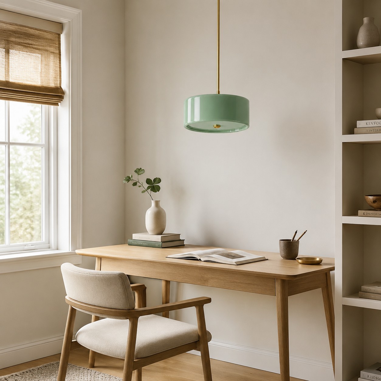 Xavier Modern Glossy Ceramic Drum Pendant Light