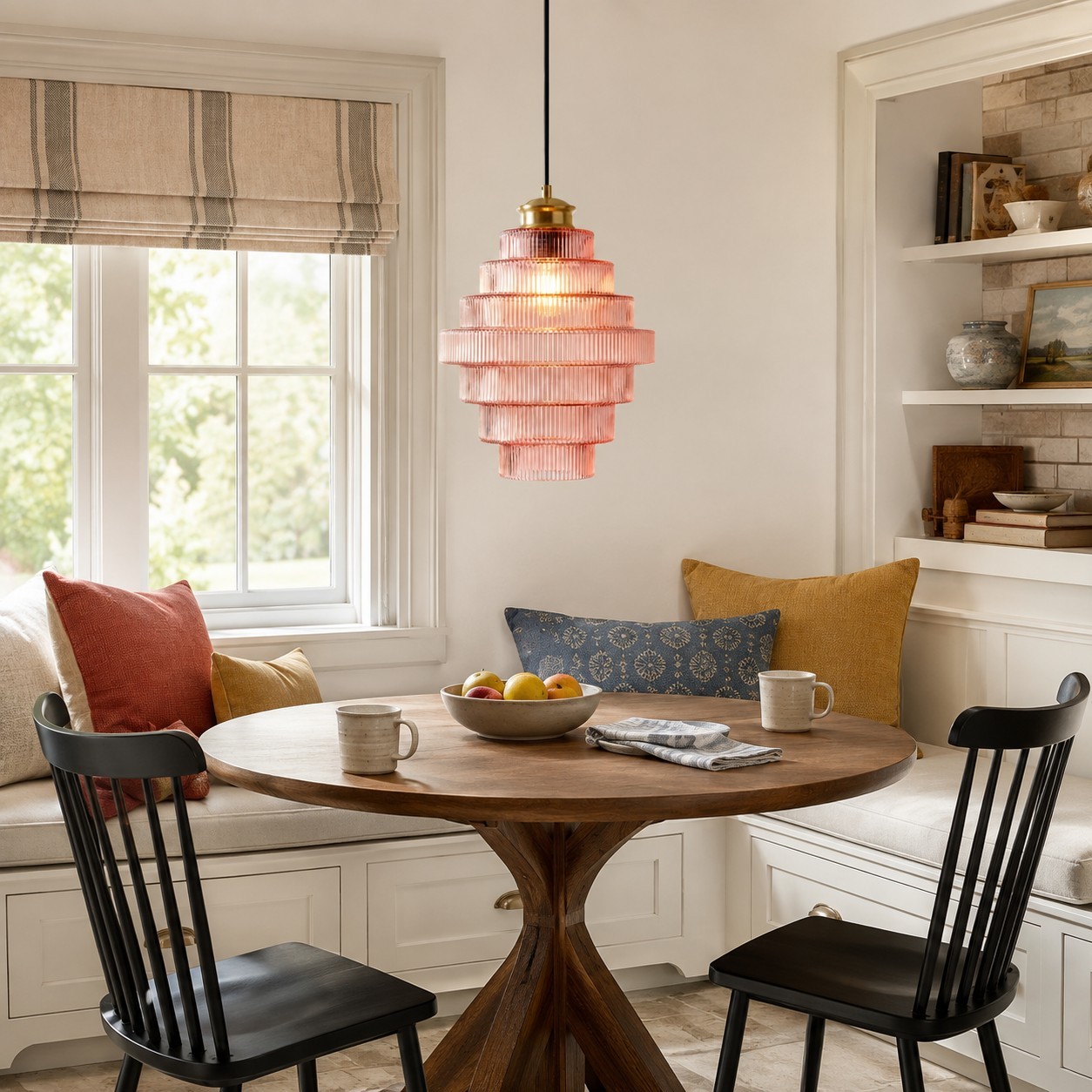 Kaelyn Bottle Shade Stained Striped Glass Pendant Light