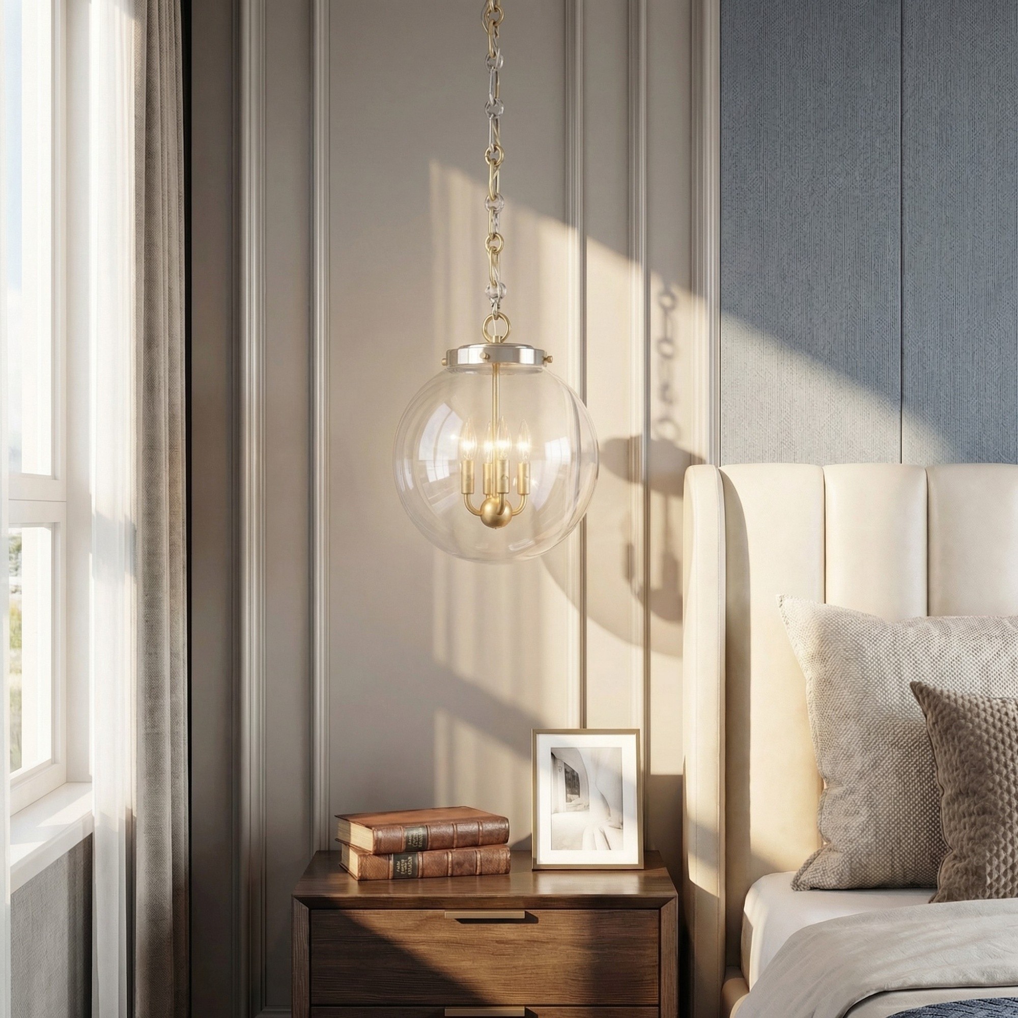Oona Farmhouse Gold Glass Globe Pendant Light
