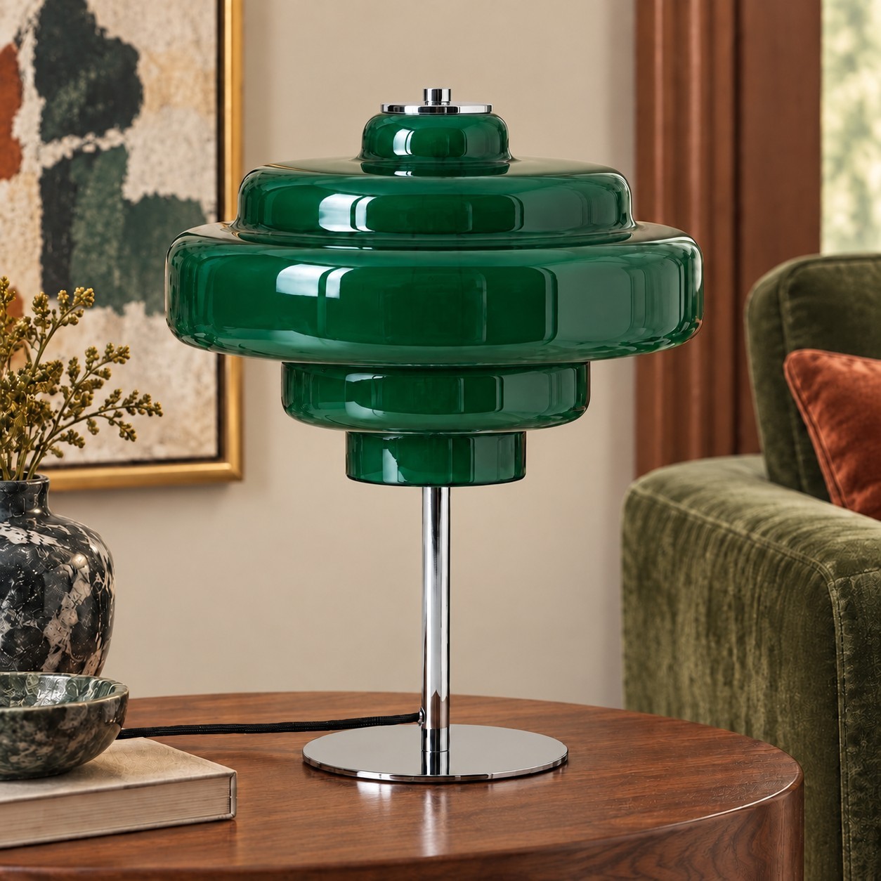 Yves Retro Multiple Colors Tiered Glass Table Lamp