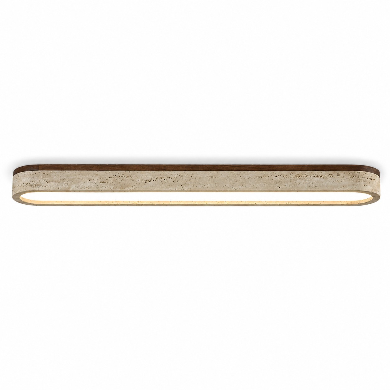 Samue Travertine Wood Linear LED Flush Mount Ceiling Light