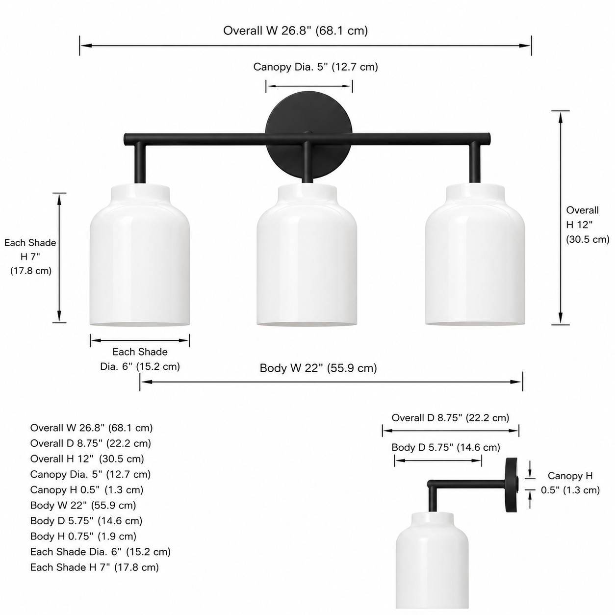 Drilon Modern 3-Light Milk Glass Bathroom Sconce