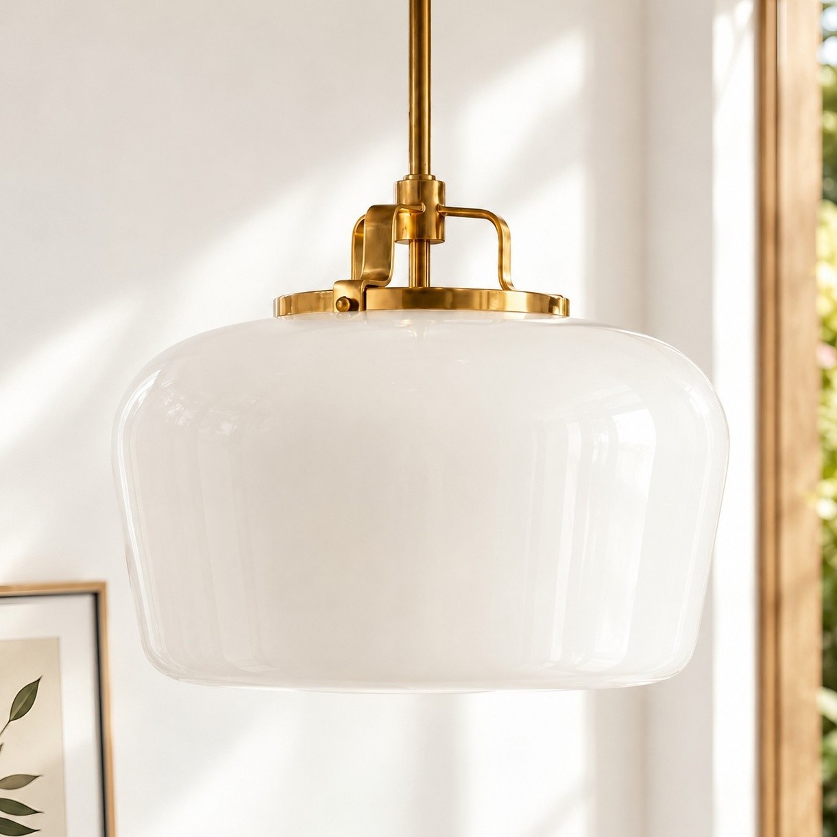 Nathaniel Vintage Brass Rounded Bowl Glass Shade Pendant Light