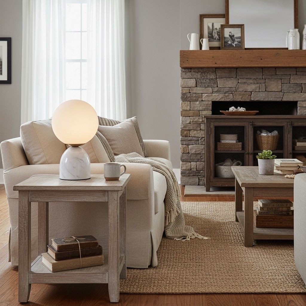 Aalia Nordic Small Marble Glass Orb Table Lamp