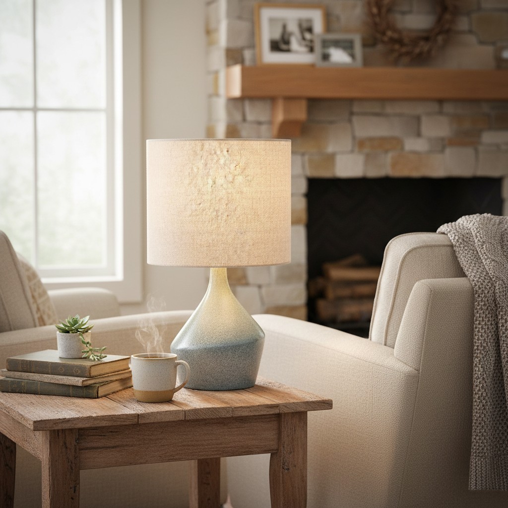 Daphne Vintage Ceramic Linen Shade Table Lamp