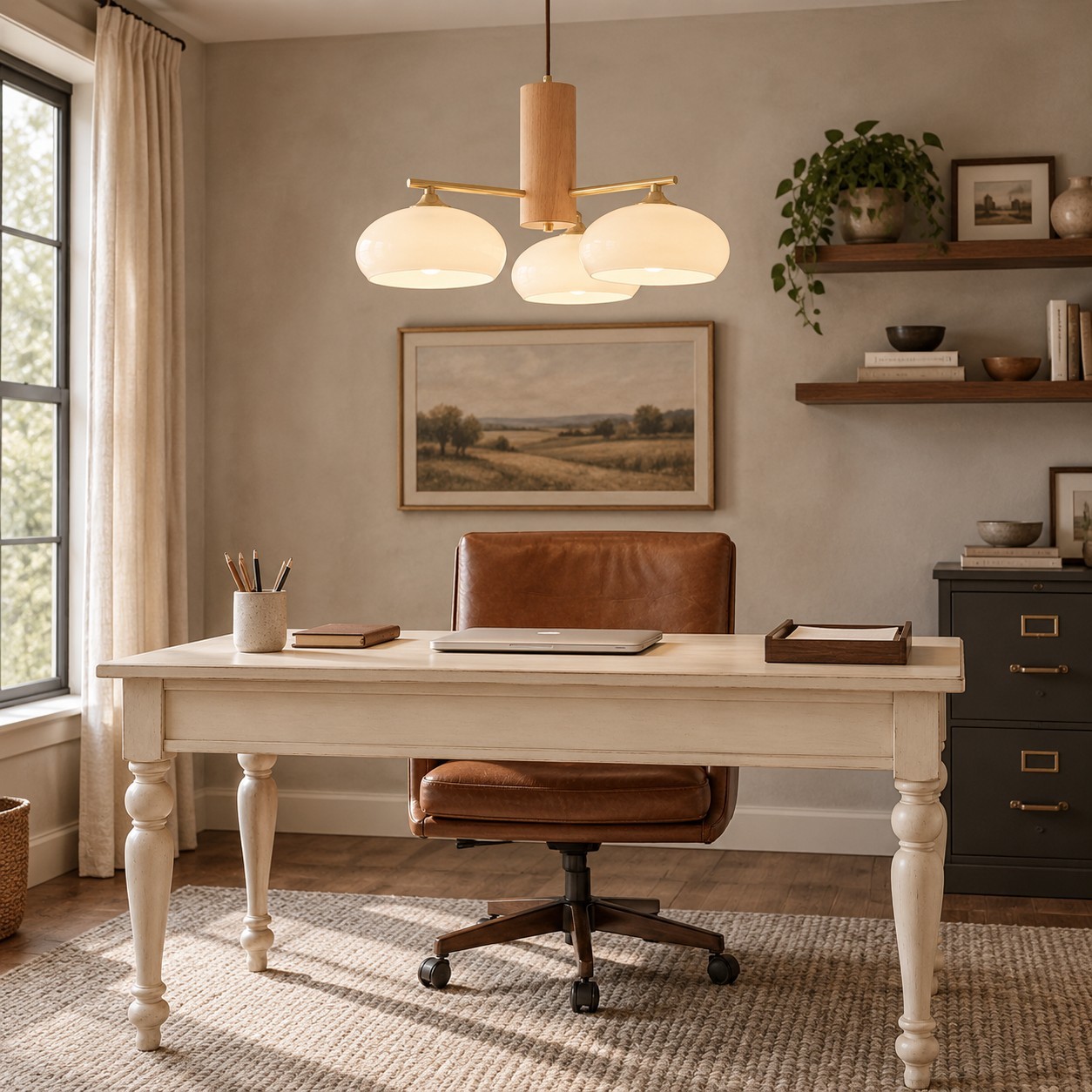 Xanthea Elliptical Persimmon Milk Glass Chandelier