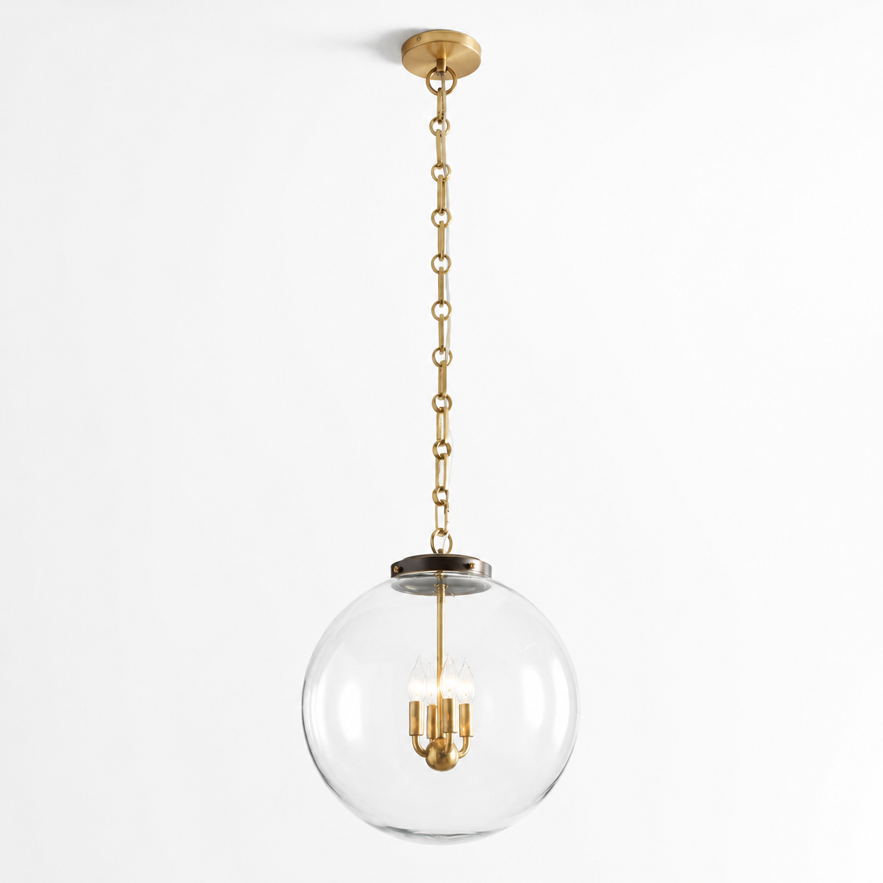Oona Farmhouse Gold Glass Globe Pendant Light