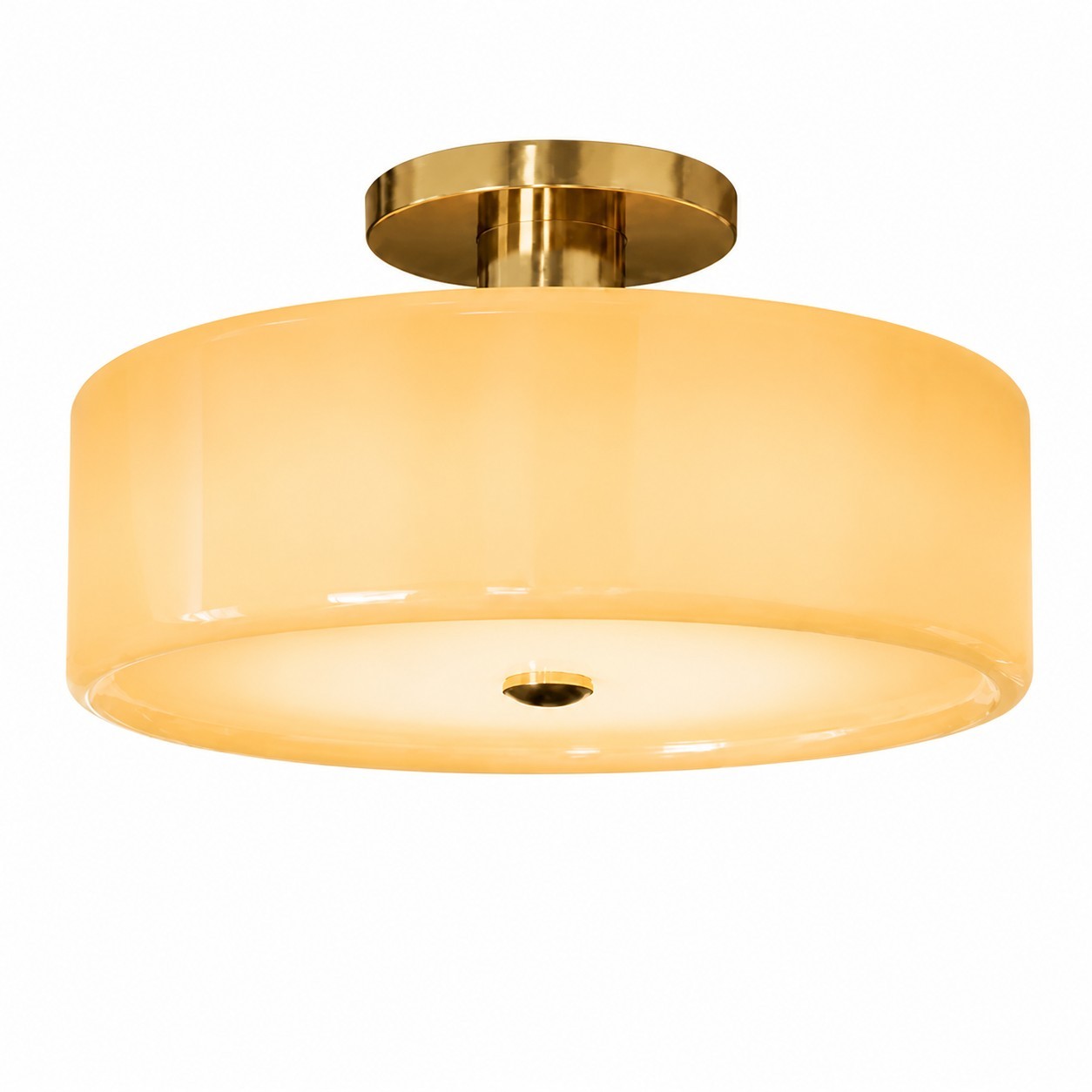 Idalie Mid-Century Modern Glass Drum Semi Flush Mount Ceiling Light