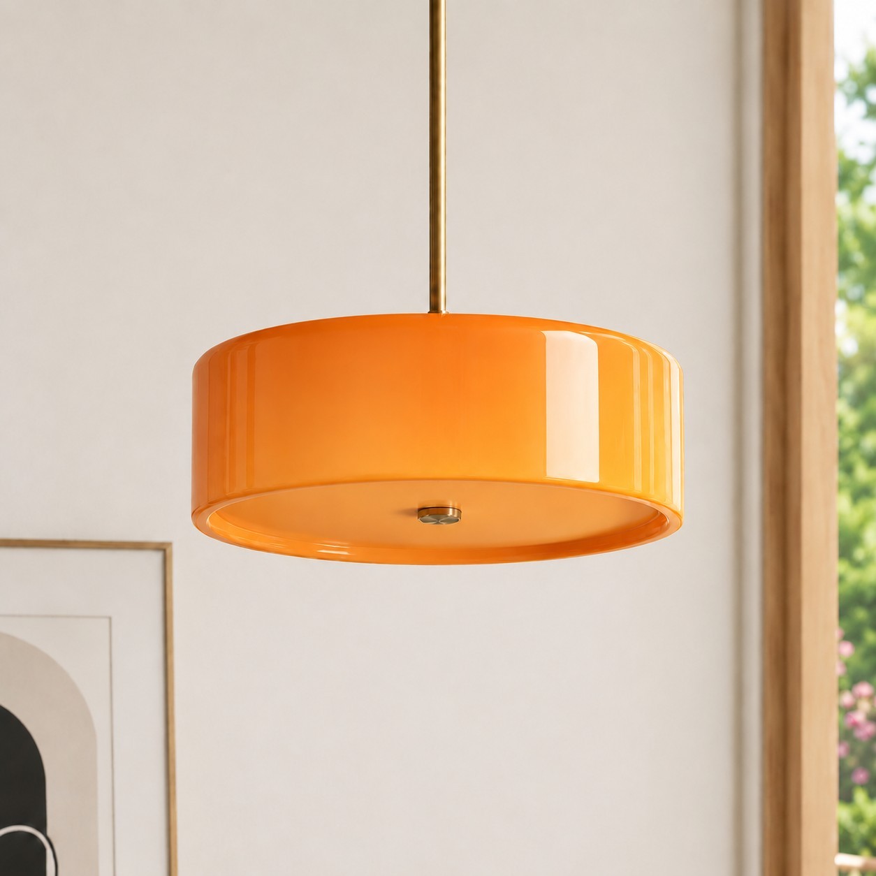 Xavier Modern Glossy Ceramic Drum Pendant Light