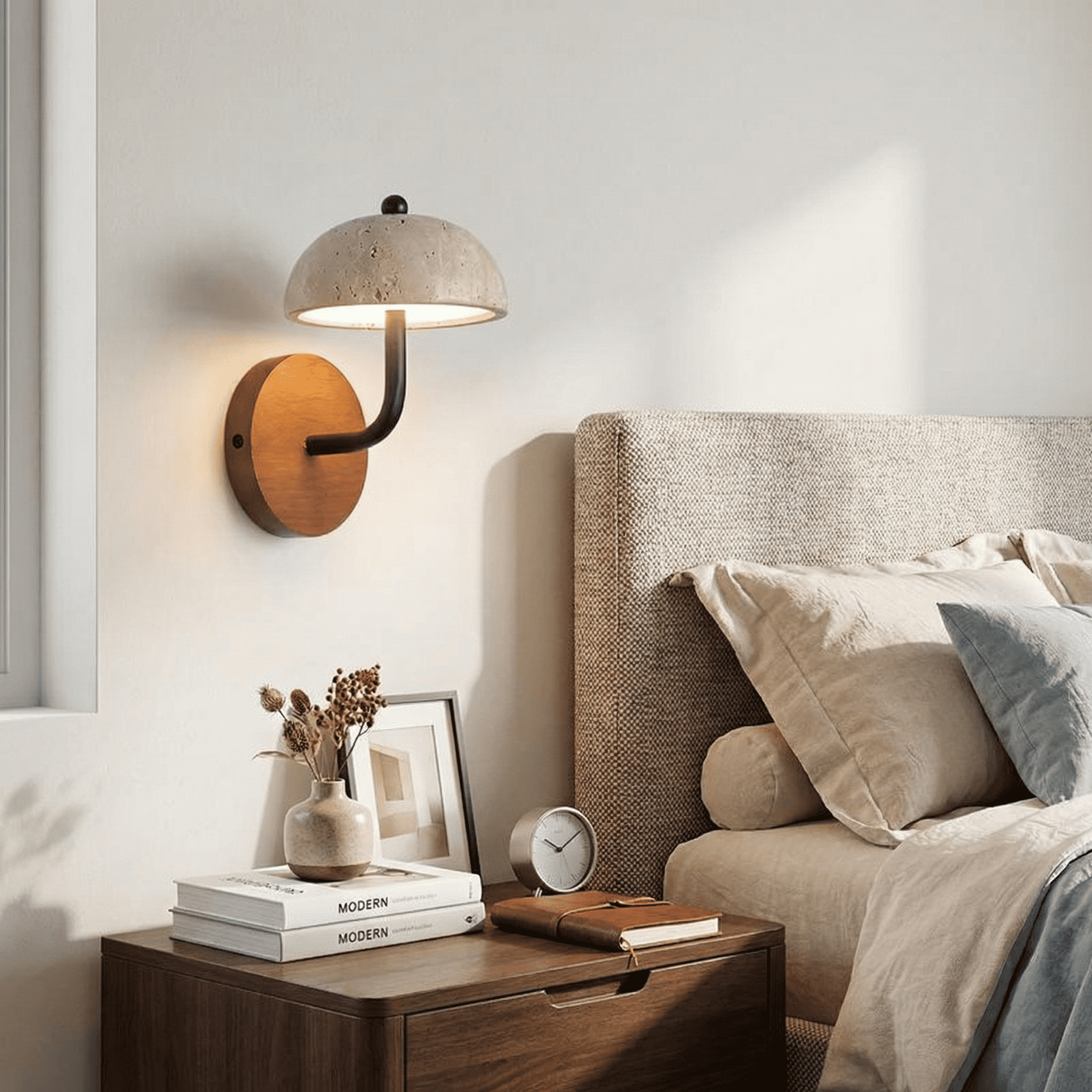 Analeigh Modern Travertine Dome Wall Sconce