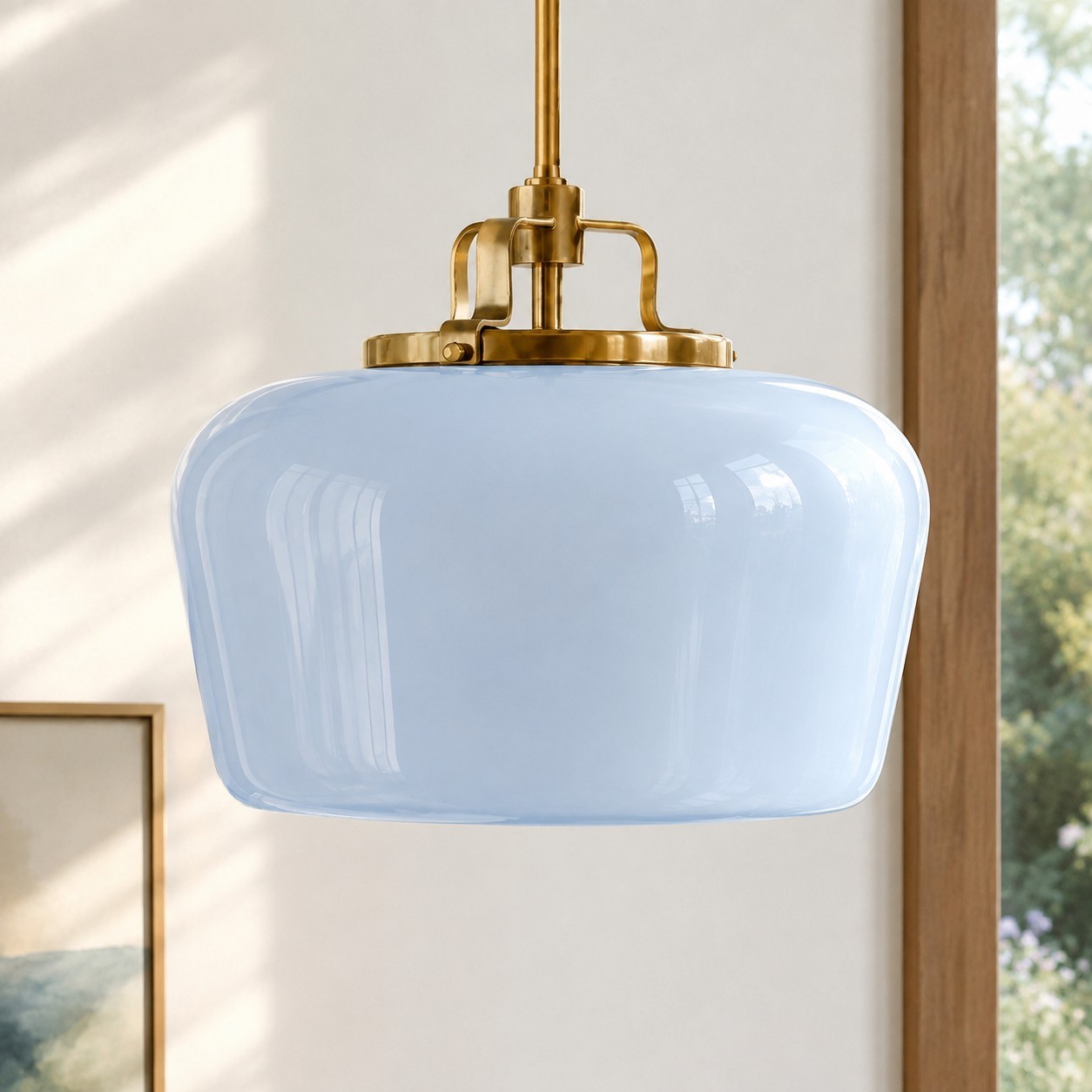 Nathaniel Vintage Brass Rounded Bowl Glass Shade Pendant Light