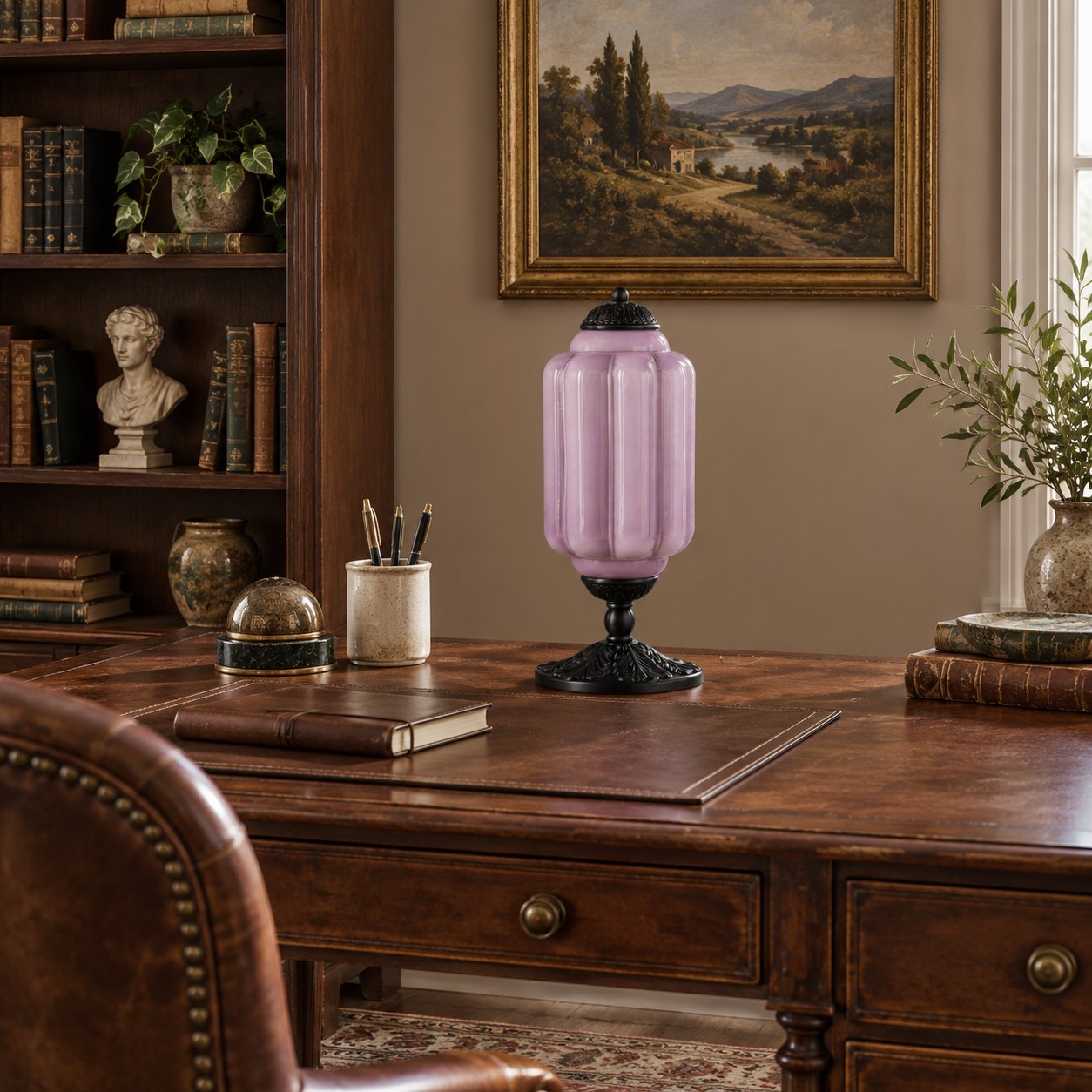 Nexos French Retro Cream Glass Textured Eloise Table Lamp