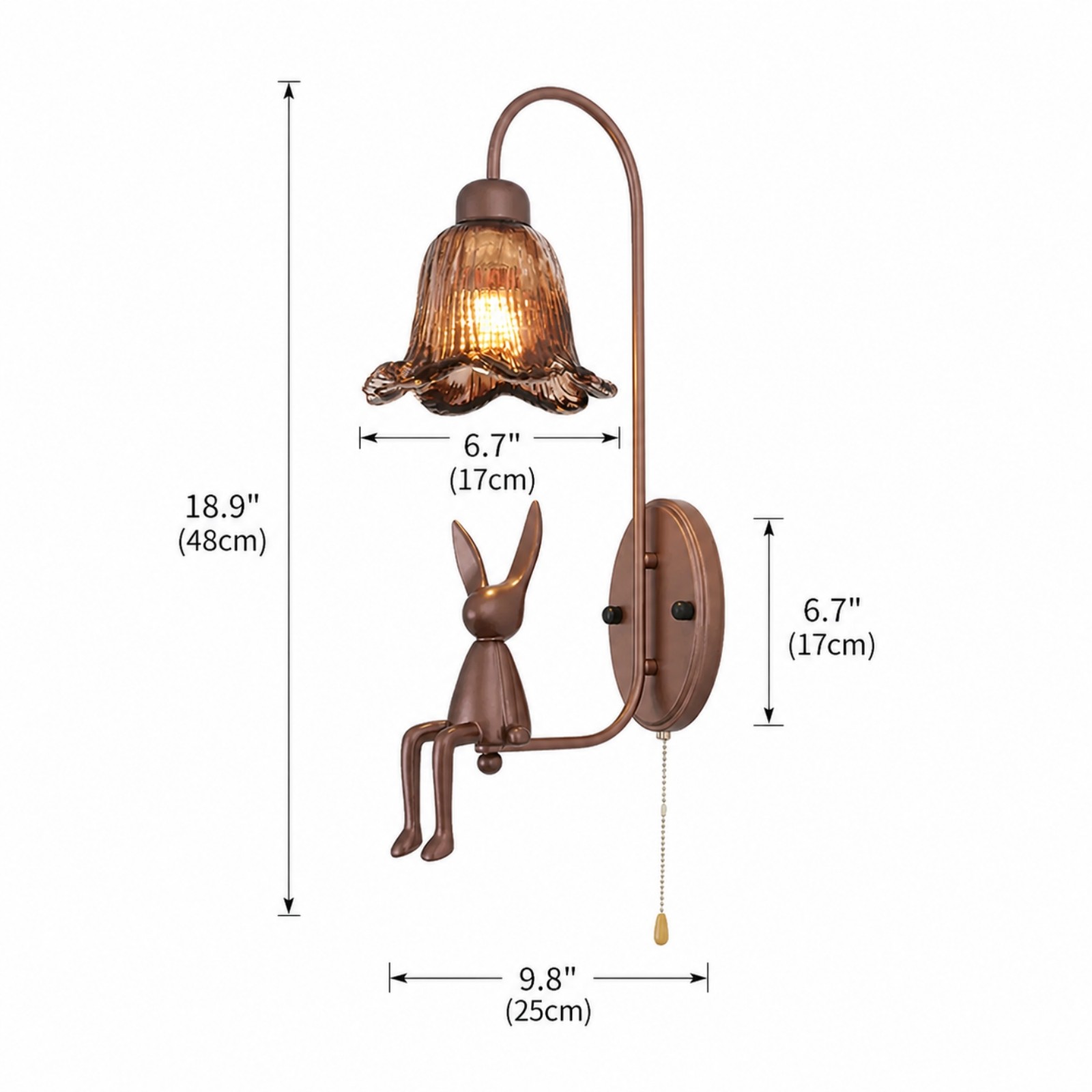 Ames French Vintage Glass Rabbit Wall Sconce