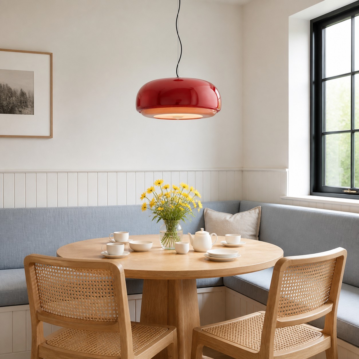 Vexlynn Scandinavian Round Dual-Layer Tinted Glass Pendant Light