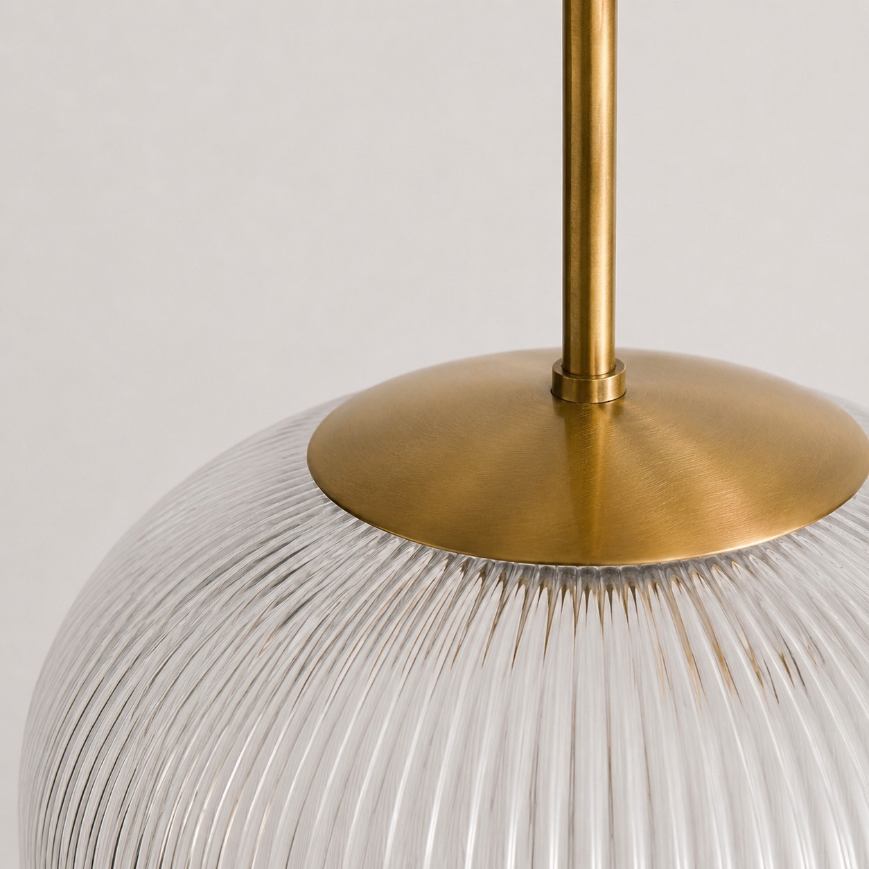 Alain Farmhouse Cooper Ribbed Glass Pendant Light