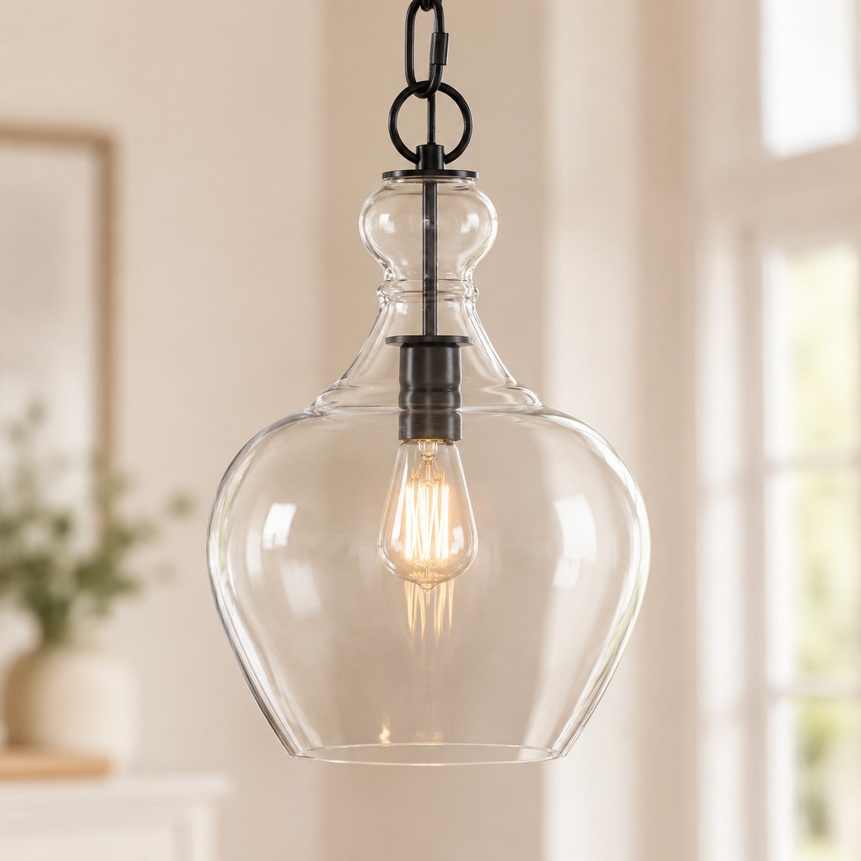 Yates Industrial Clear Glass Pendant Light