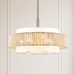 Tim Scandinavian Tiered Fabric Drum Chandelier