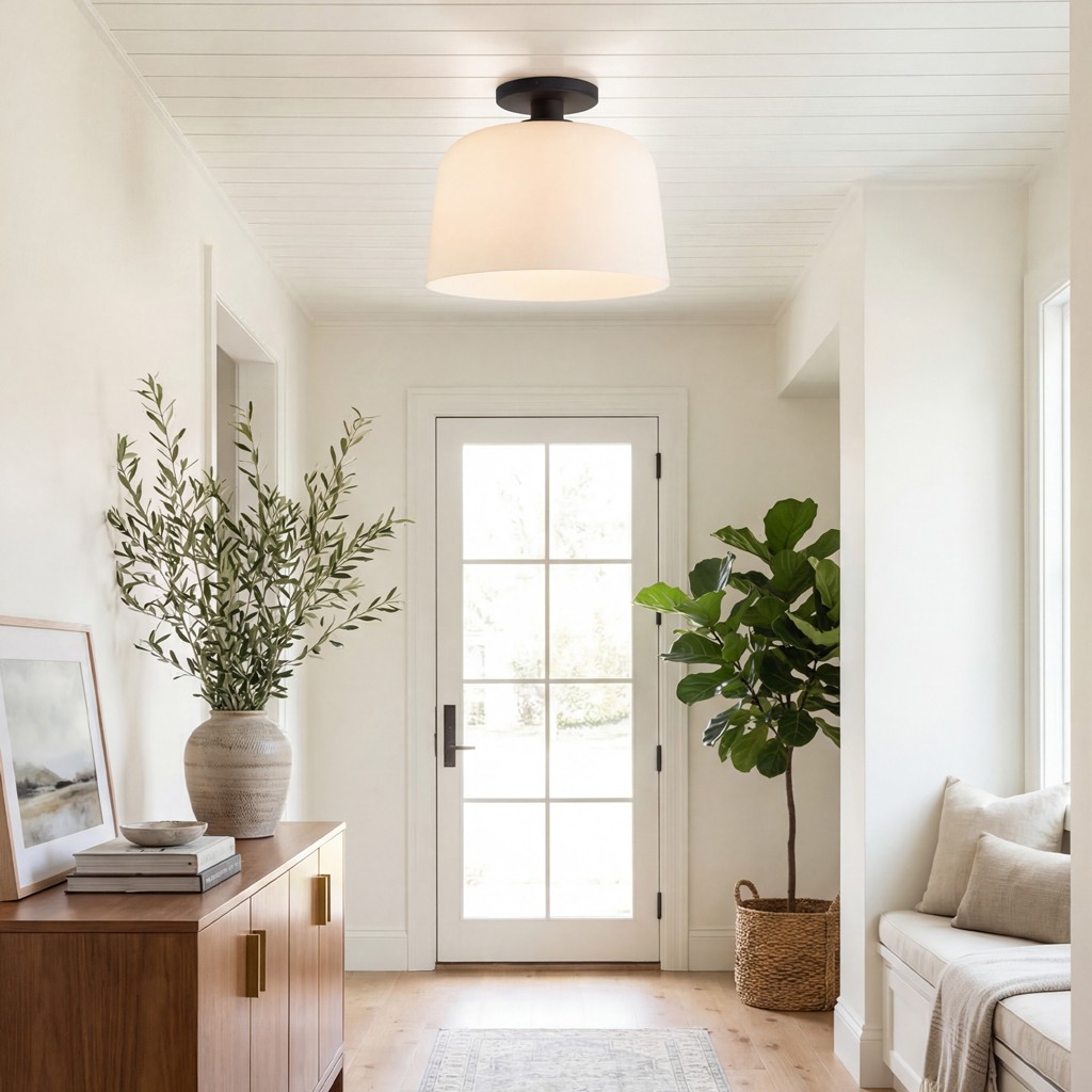 Hannahlee ‎Minimalist Glass Semi Flush Mount Ceiling Light