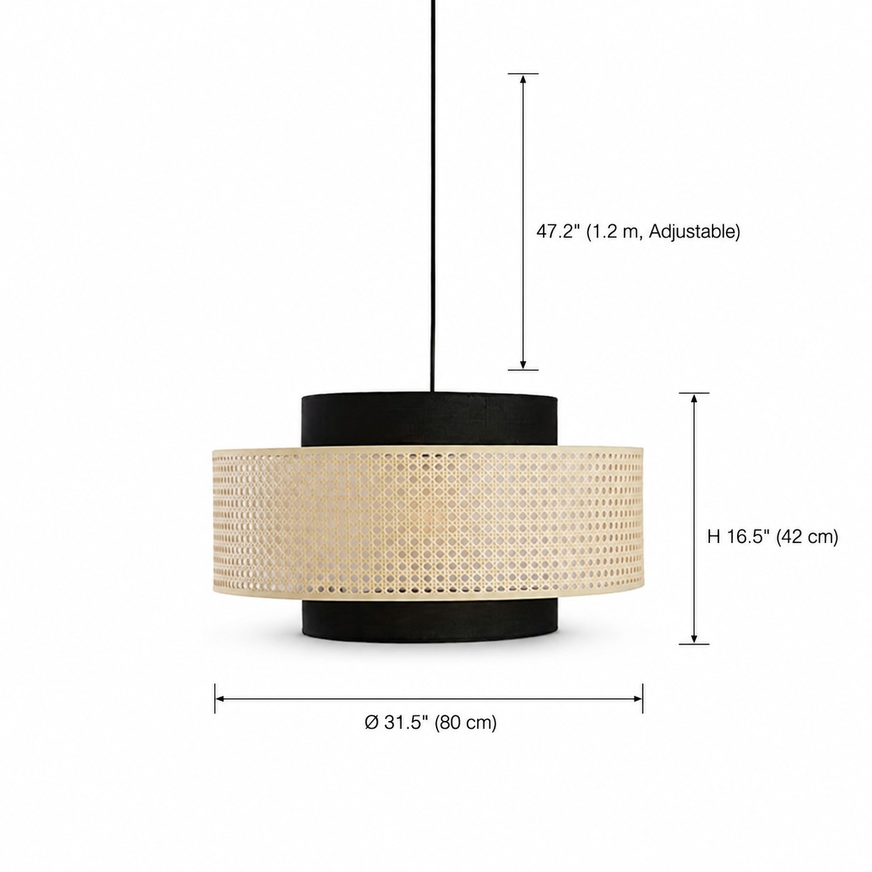 Nivara Rattan Linen Double Drum Pendant Light