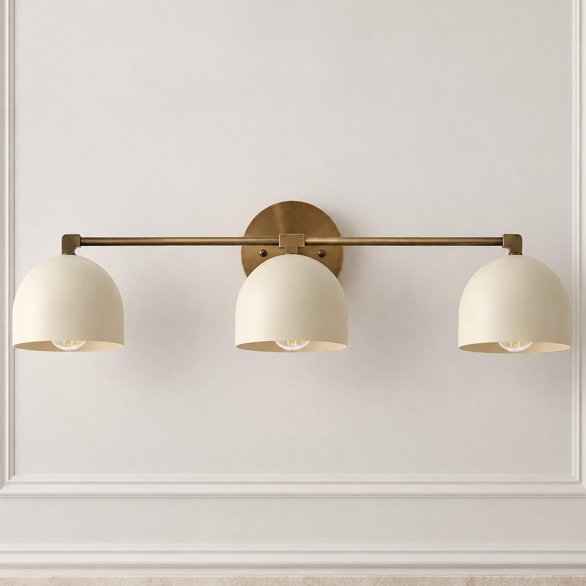 Astair Nordic Metal Deep Dome Vanity Wall Sconce in Rustic Brass