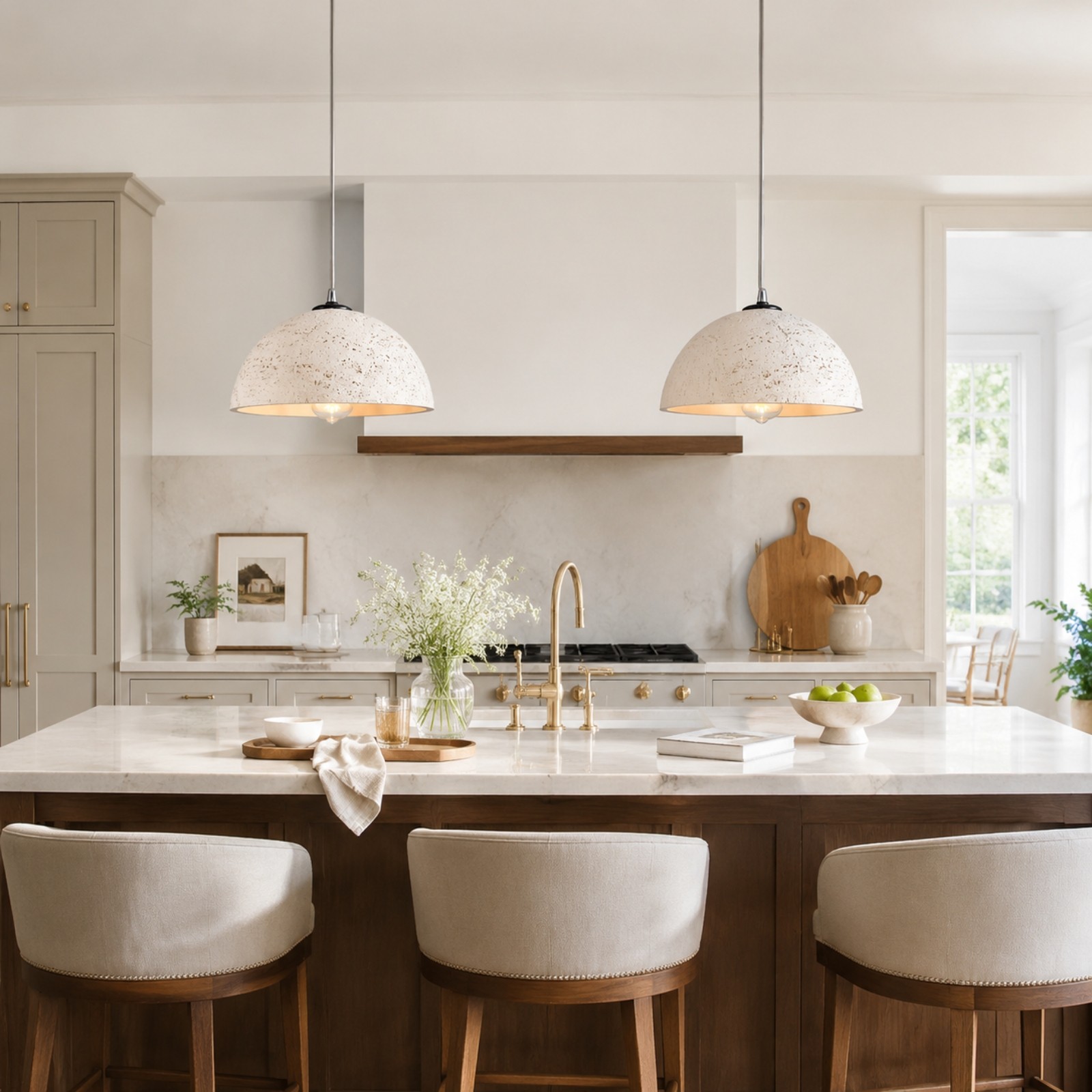 Luran Wabi Sabi Dome Stone Pendant Light
